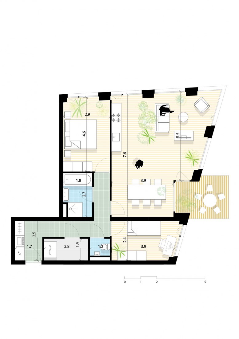 Vivienda tipo. Torres Grotius por MVRDV. 