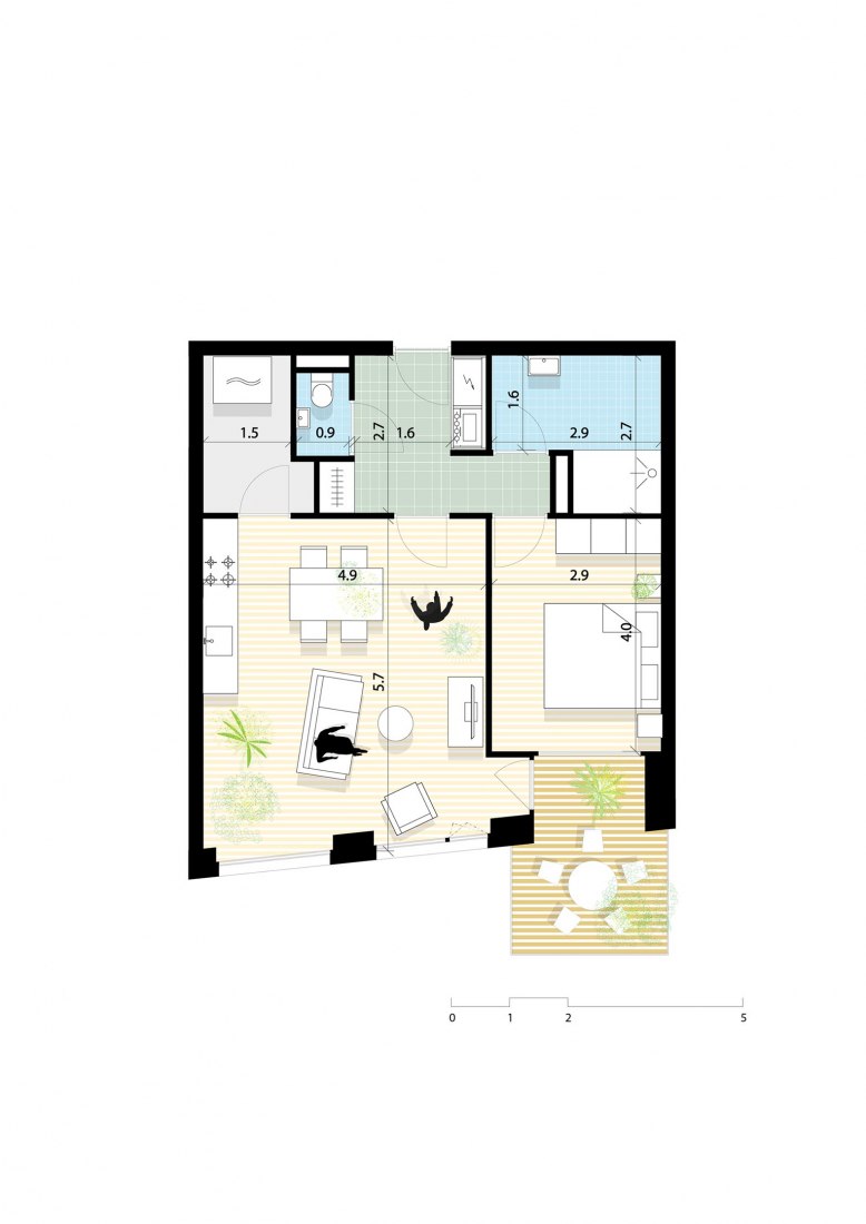 Vivienda tipo. Torres Grotius por MVRDV. 