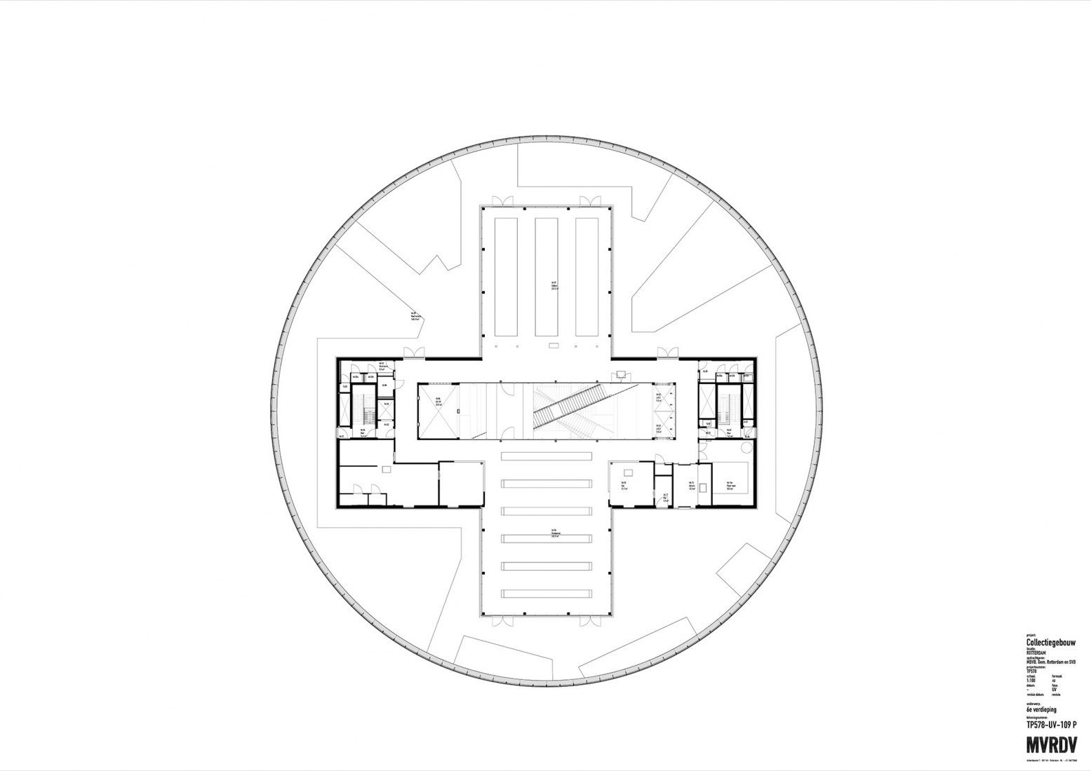 Plano de planta sexta. Depósito Boijmans Van Beuningen por MVRDV.