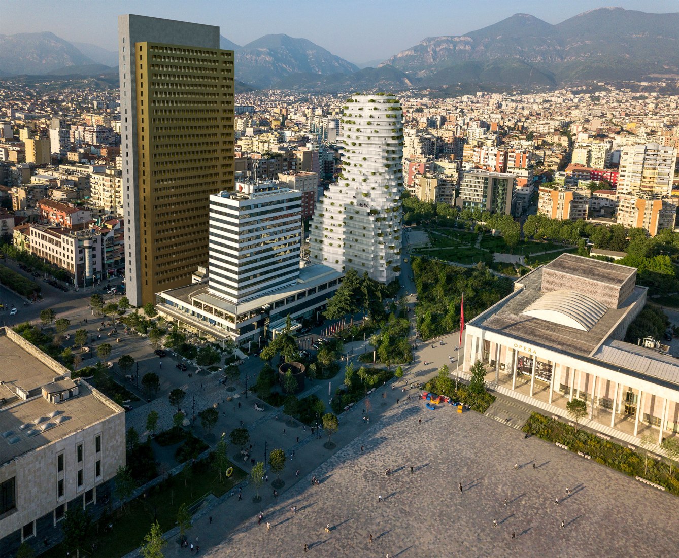 Edificio Skanderbeg por MVRDV. Visualización por MVRDV
