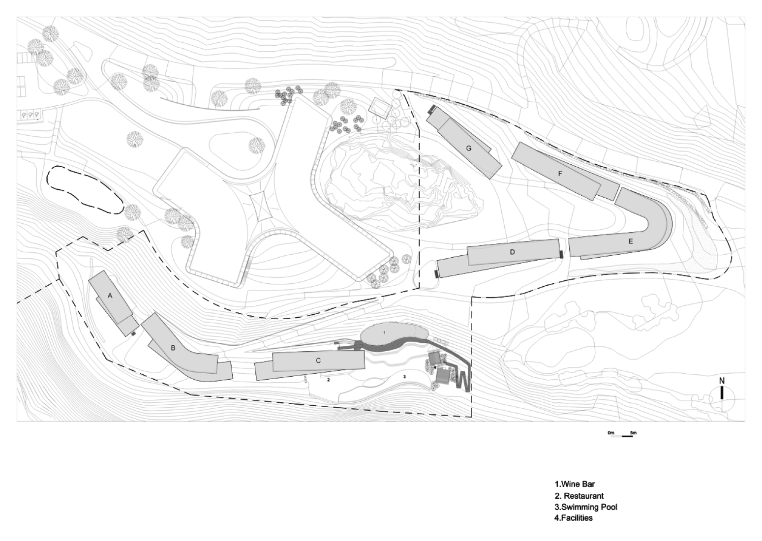 Plan general. Namhae Southcape Linear Suite Hotel por BCHO Architects.