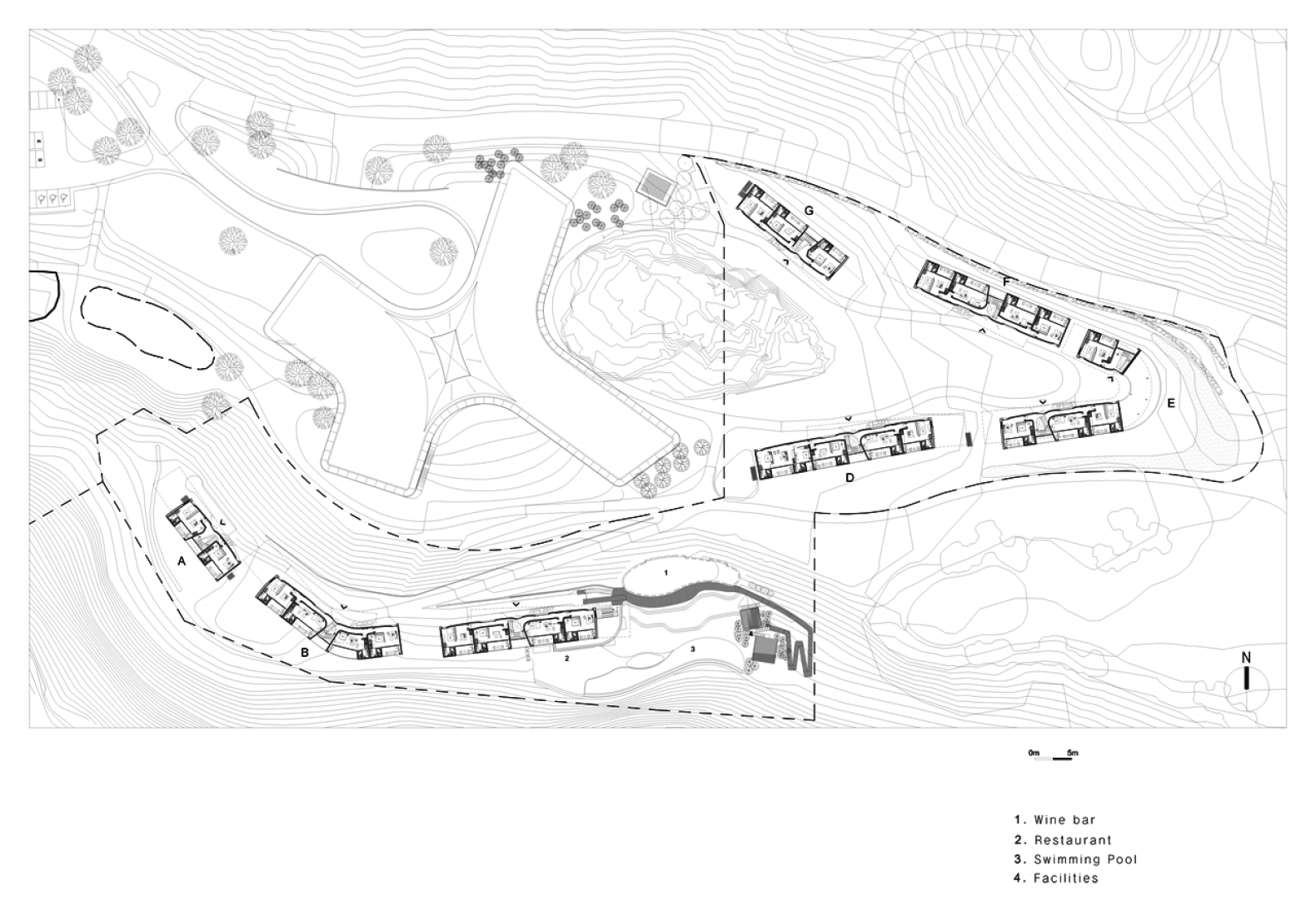 Plan general. Namhae Southcape Linear Suite Hotel por BCHO Architects.