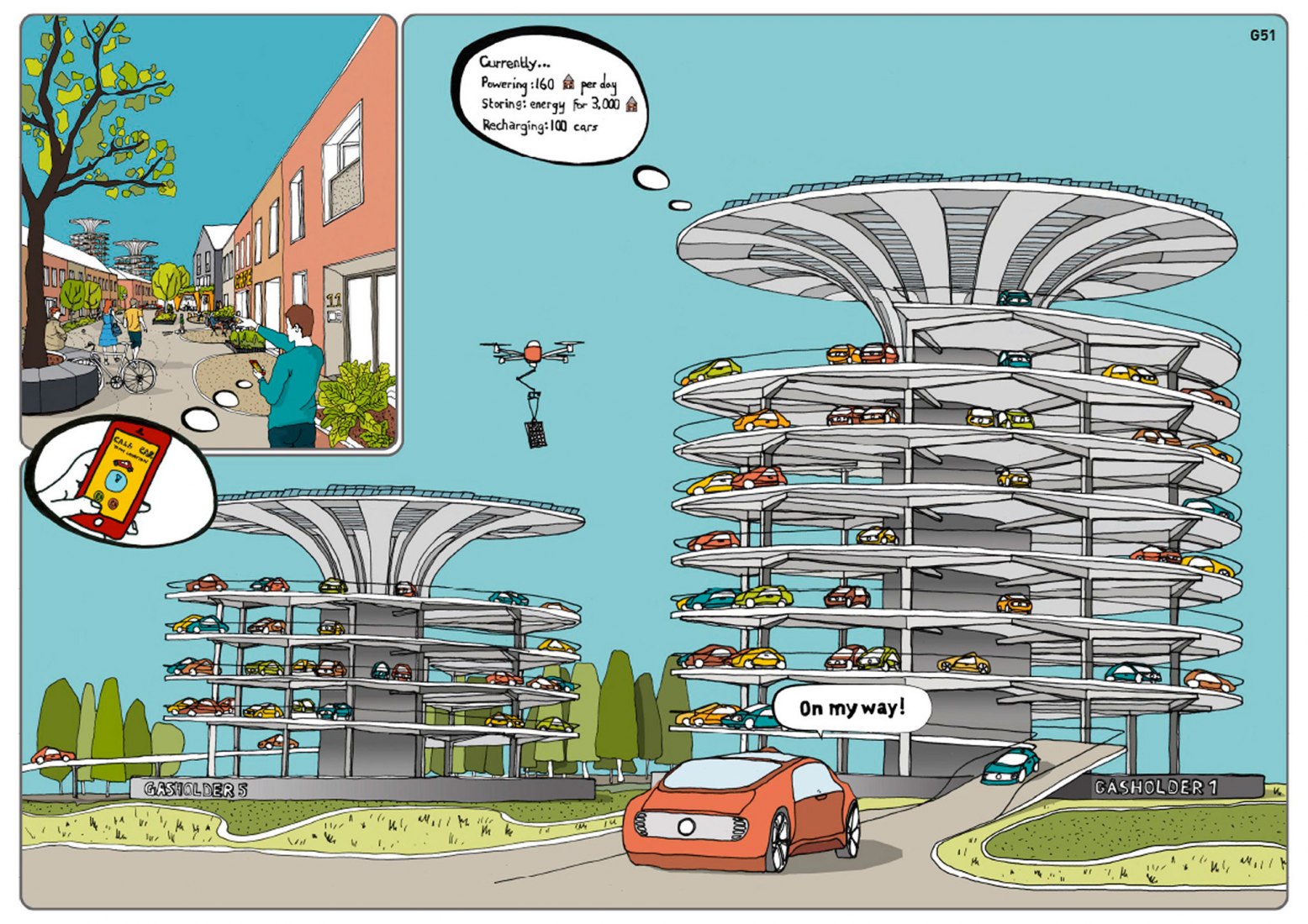 CF Architects looked to the future needs of autonomous electric vehicles for its concept.