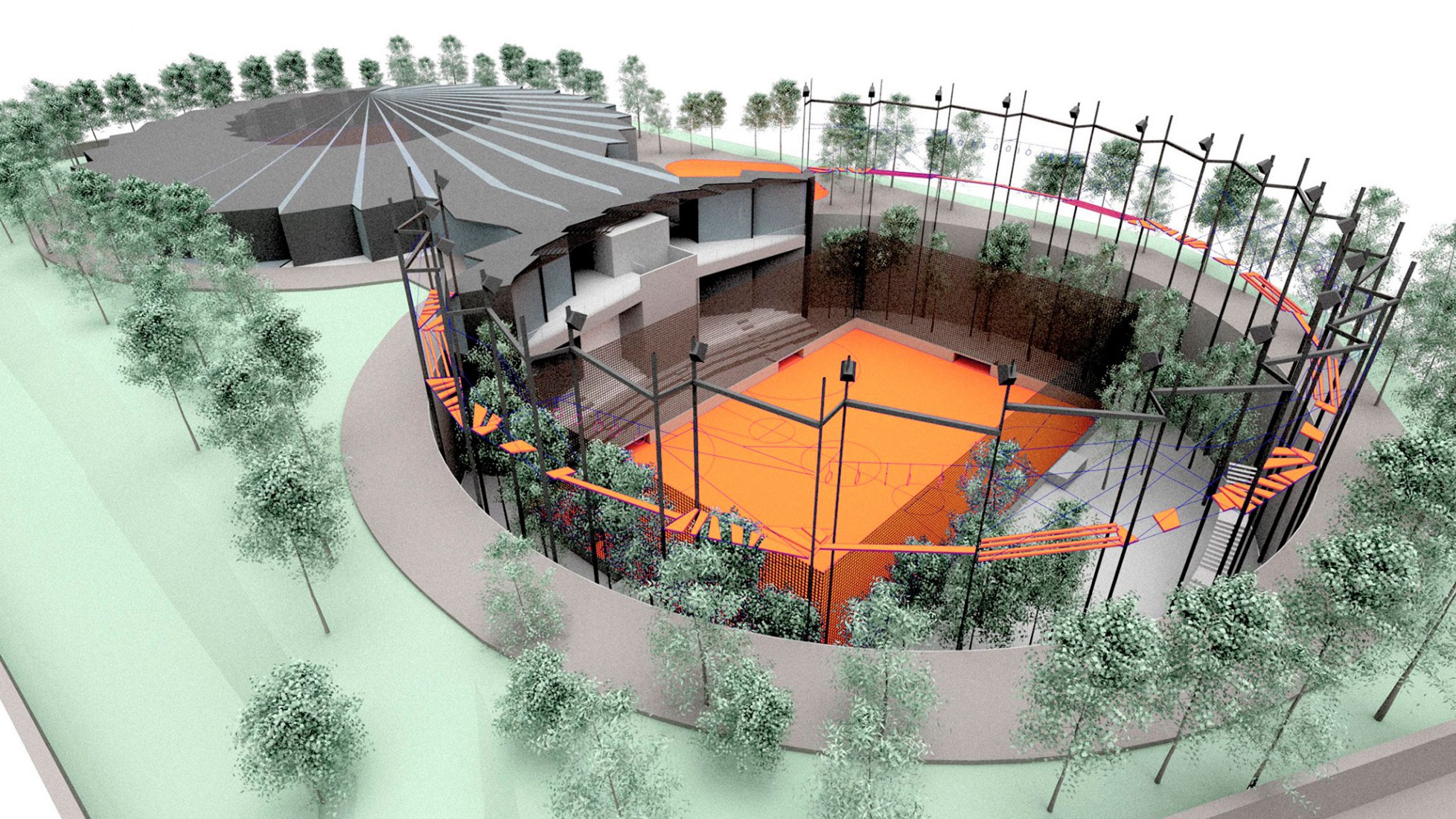 Wilson Owens Owens Architects pitched to convert a pair of the wells into an indoor and outdoor sports centre.
