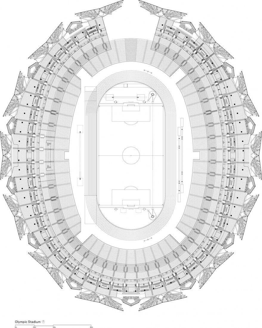 Estadio principal olímpico. Plano de situación. Complejo Deportivo Olímpico de Hangzhou por NBBJ.