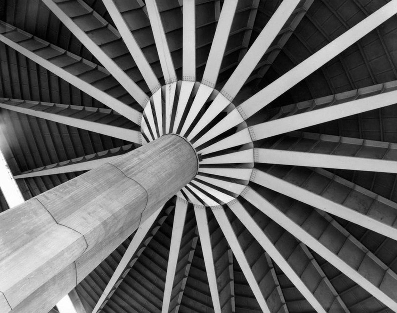 Pier Luigi Nervi, Palazzo del Lavoro, Turín, Detalle de un pilar, 1959. Fotografía de Mario Carrieri, cortesía del Proyecto Pier Luigi Nervi, Bruselas 