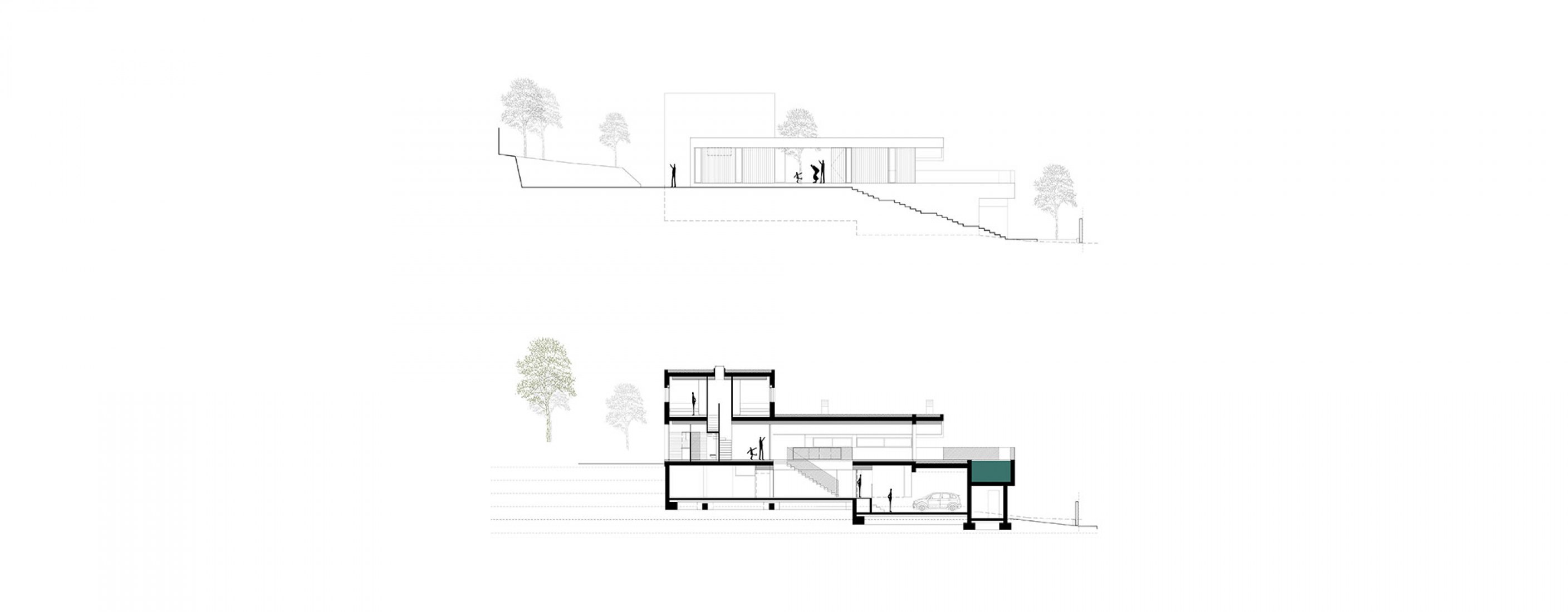Section 1 and 2. Eucaliptus House by Nexe Arquitectura