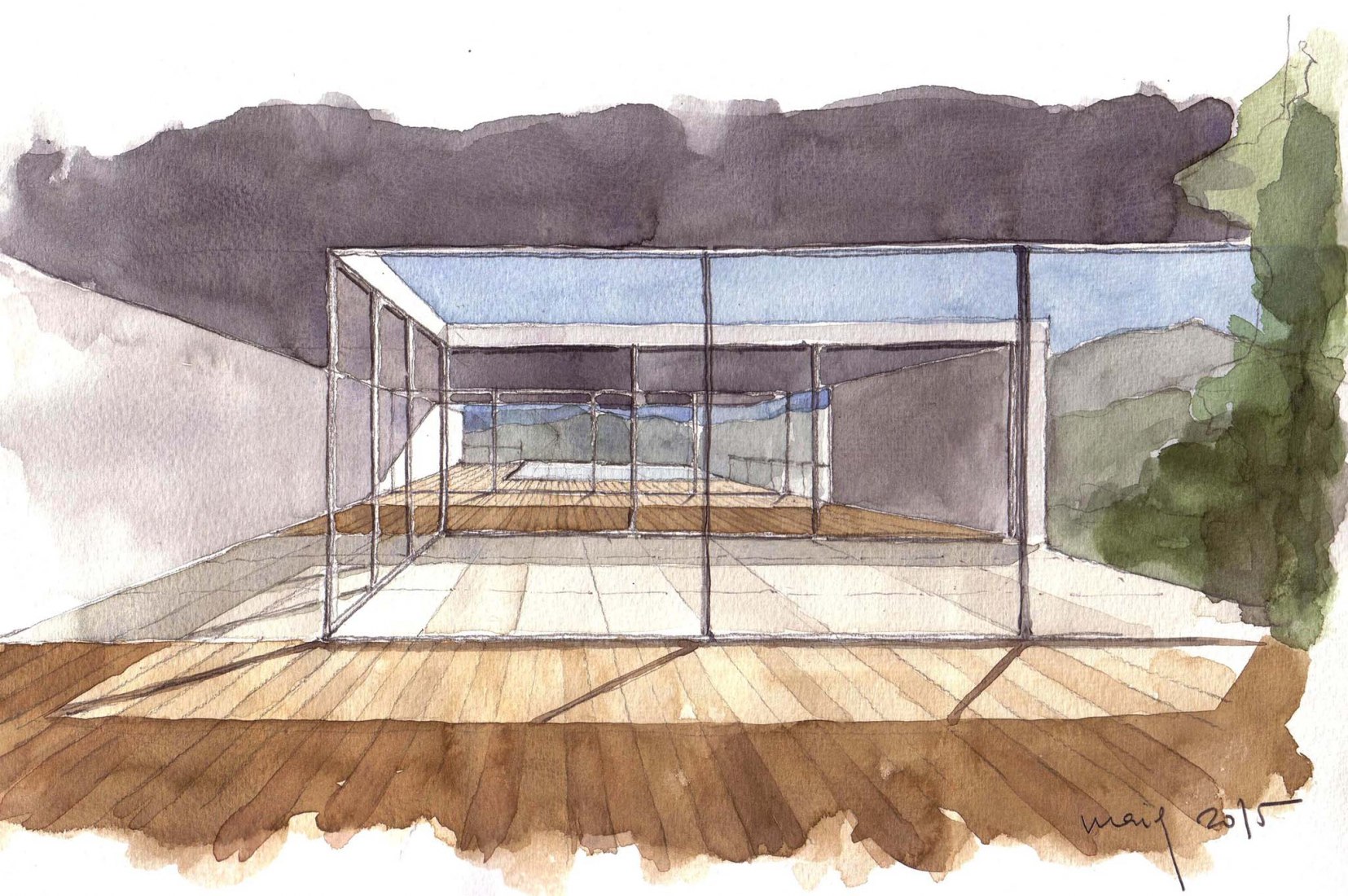 Sketch. Eucaliptus House by Nexe Arquitectura