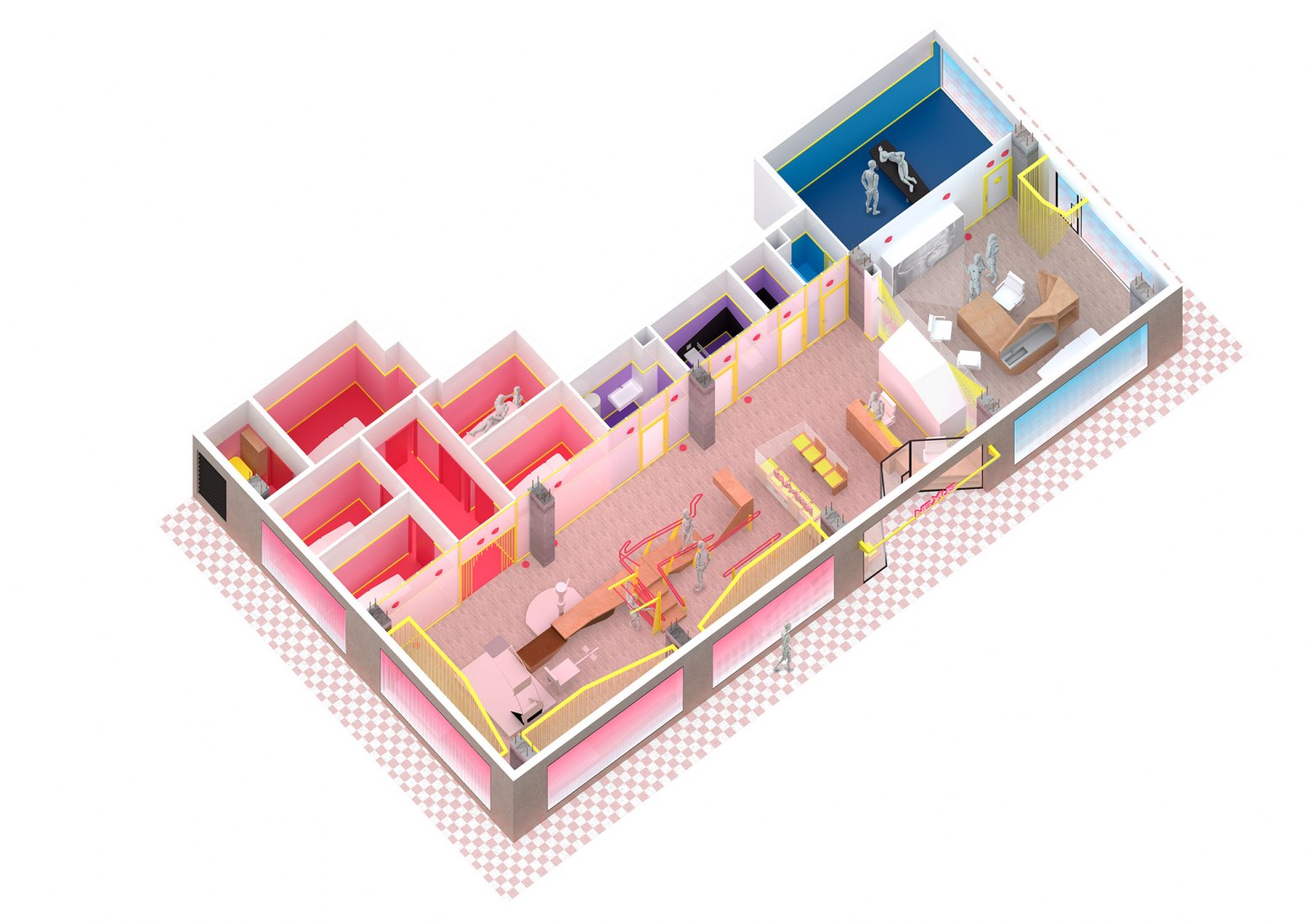 Axonometric. Clinical space Nexus8 by Magicarch