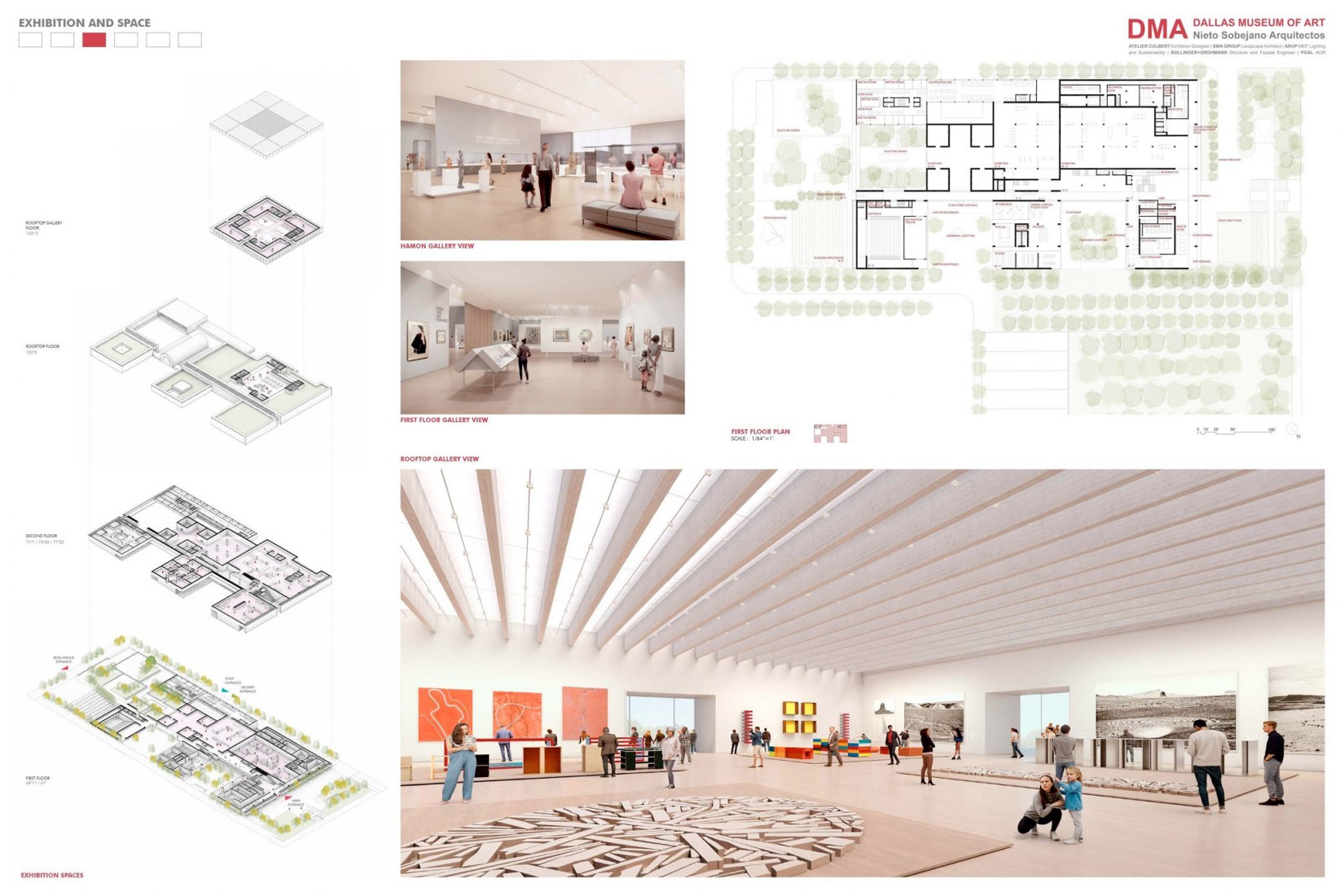 Panel de concurso. Museo de arte de Dallas Museum por Nieto Sobejano Arquitectos. Visualización por NSA.