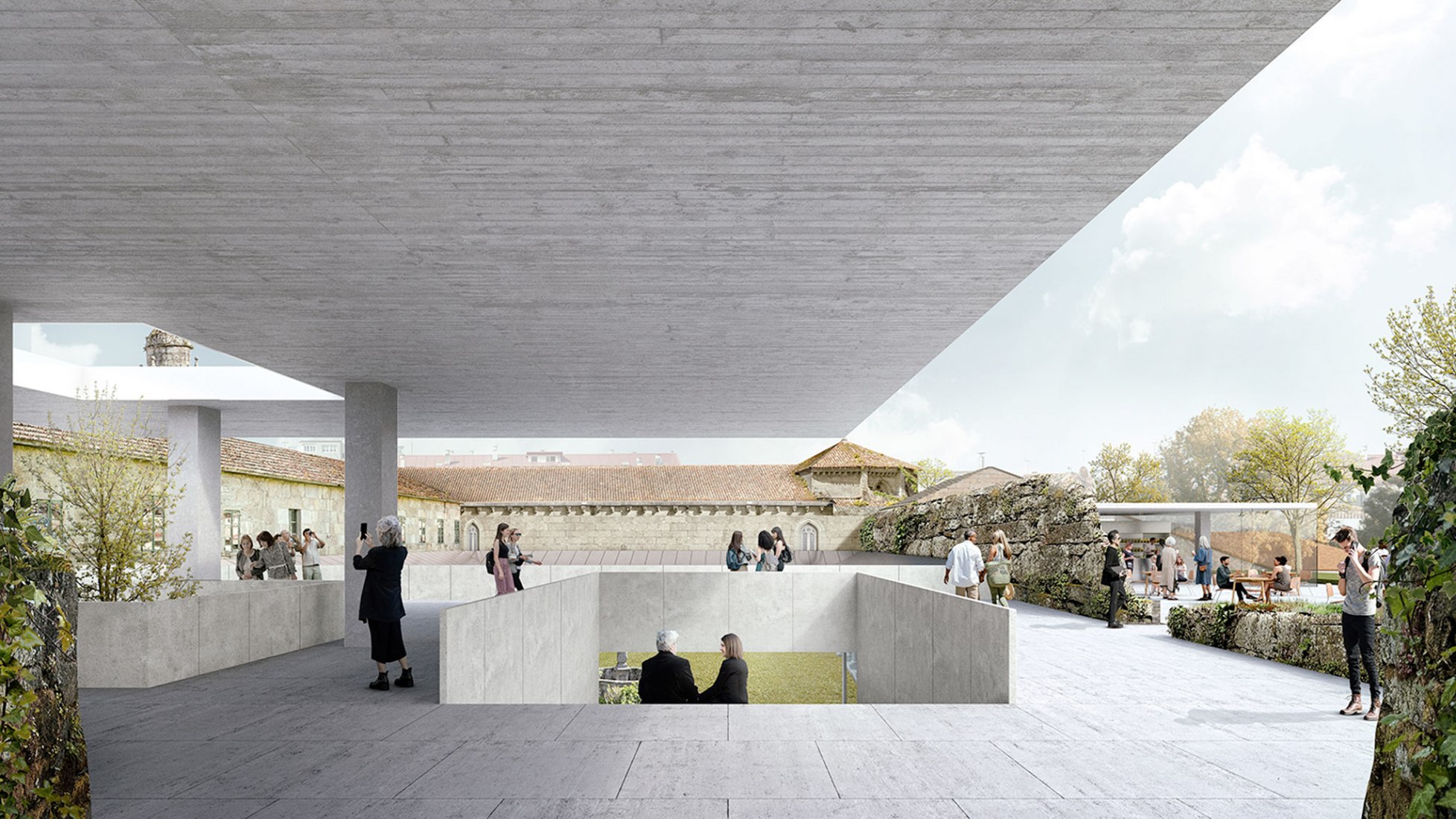 Rendering exterior view of the Pontevedra Museum by Nieto Sobejano Arquitectos