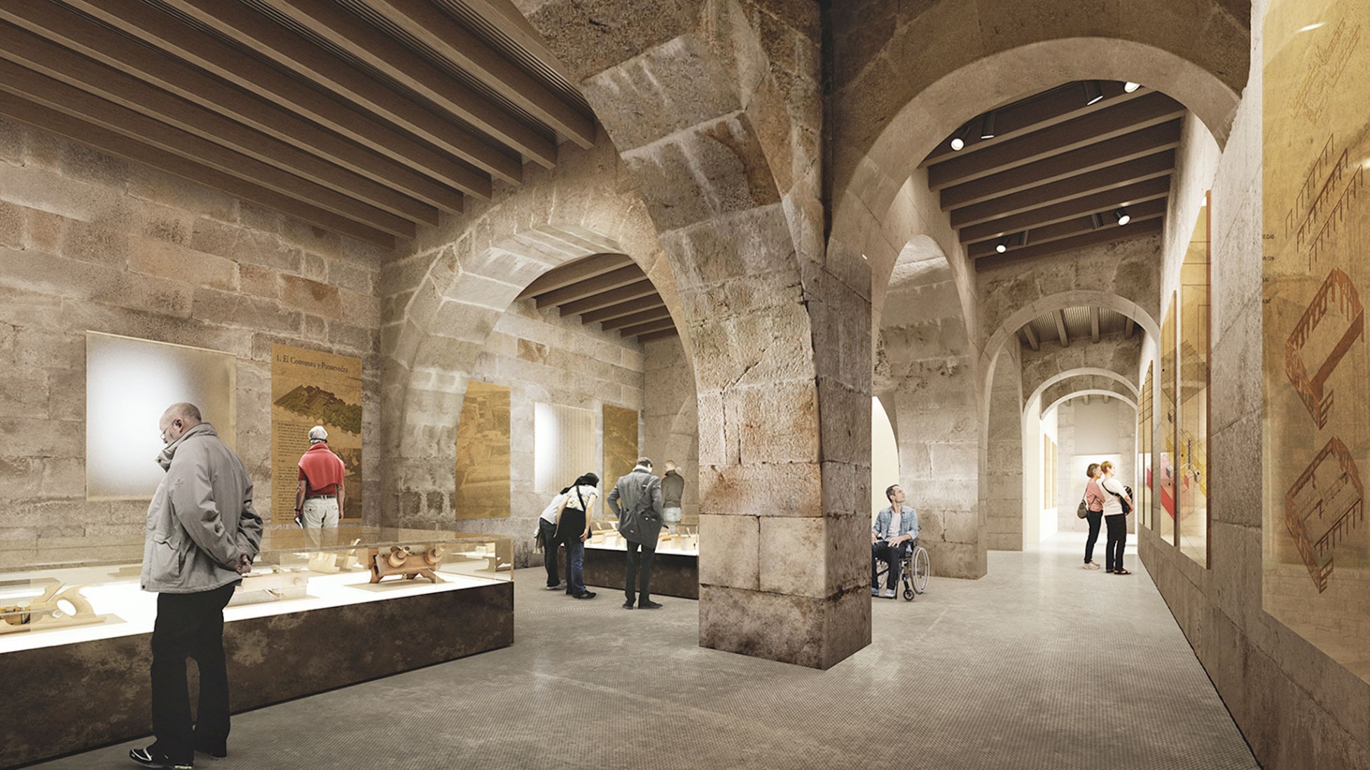Rendering interior view of the Pontevedra Museum by Nieto Sobejano Arquitectos