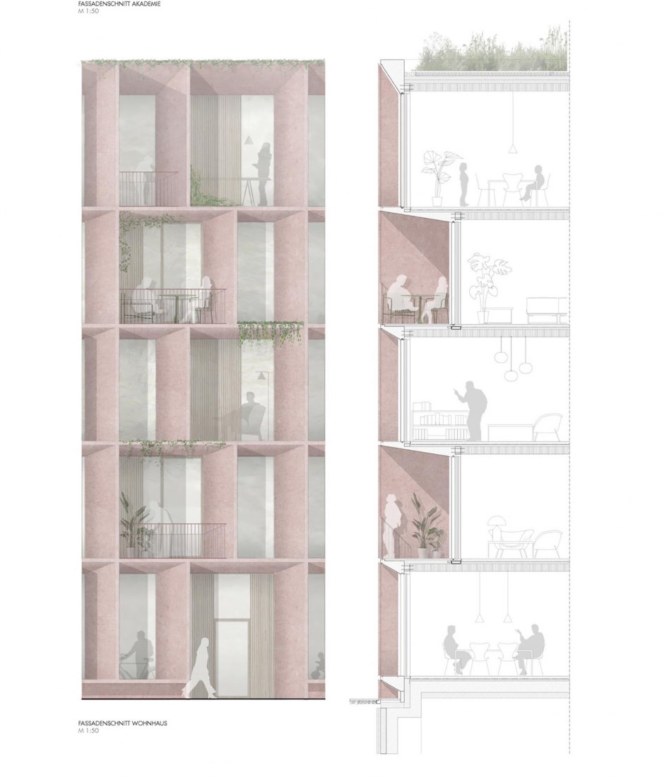 Detalle fachada viviendas. Complejo Tor 2 - Clouth Areal por Nieto Sobejano Arquitectos