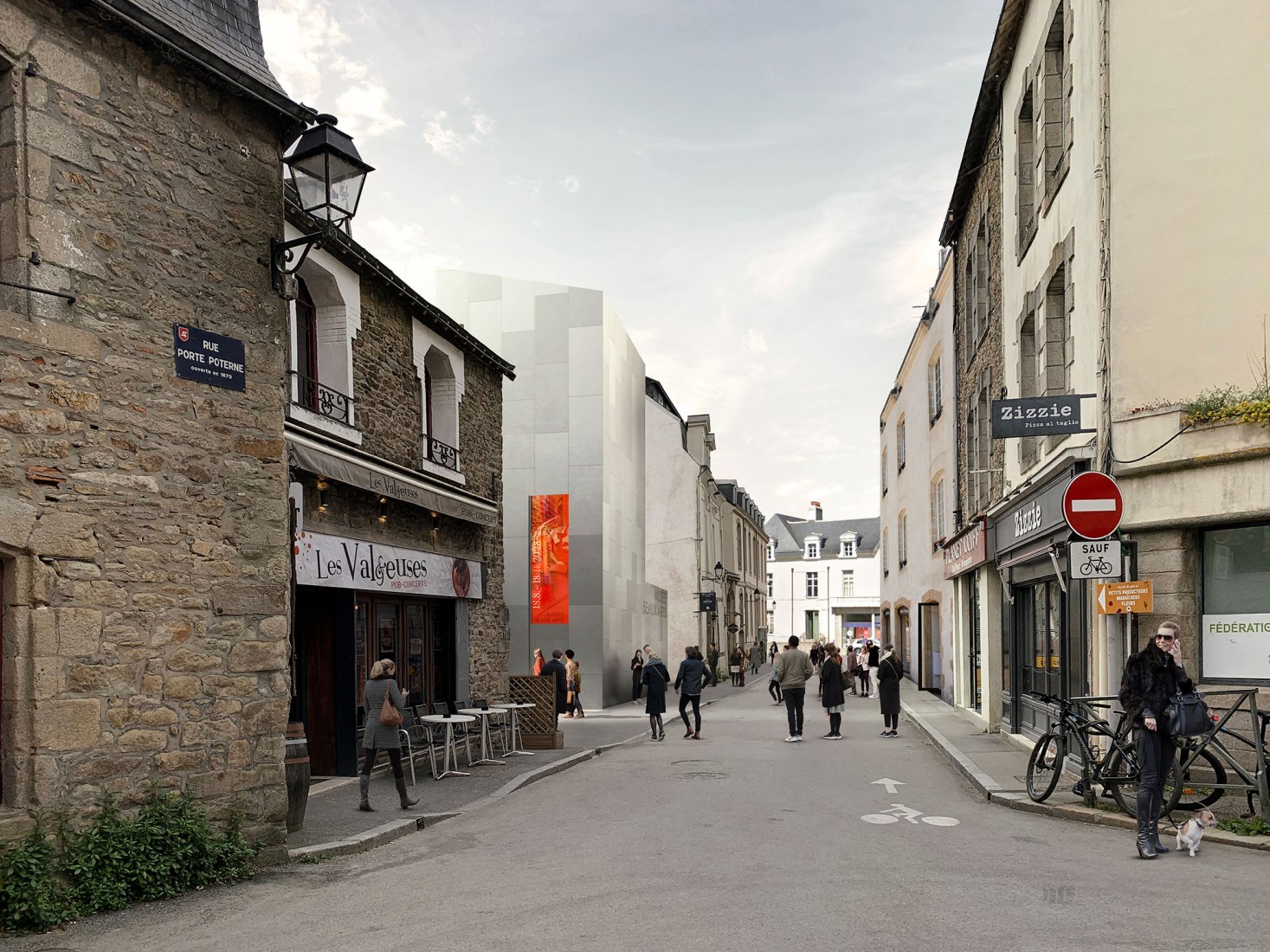 Exterior view, rendering of the new Vannes Museum by Nieto Sobejano Arquitectos