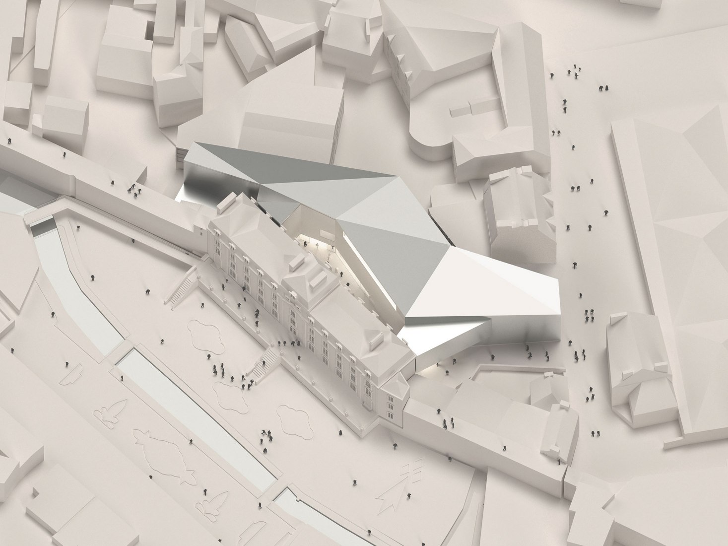 Model, rendering of the new Vannes Museum by Nieto Sobejano Arquitectos