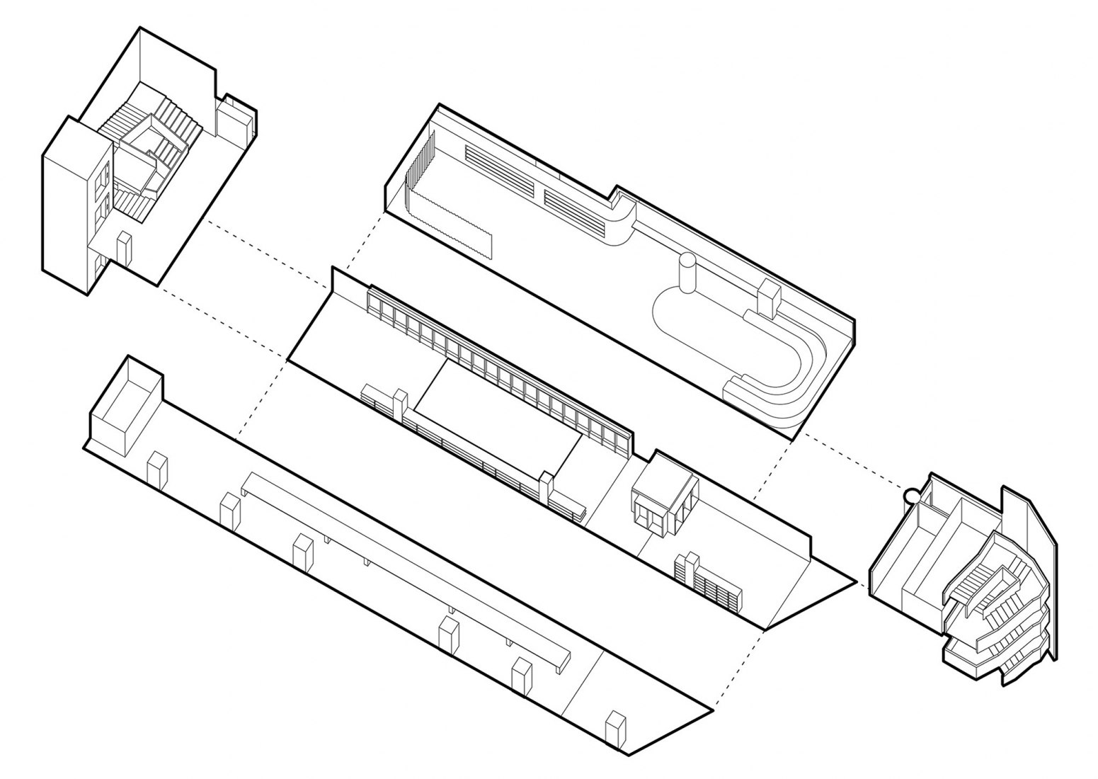 Axonométrica nivel 2. Nuevo expositor de NIO por Schmidt Hammer Lassen Architects. plan. New flagship NIO House by Schmidt Hammer Lassen Architects.