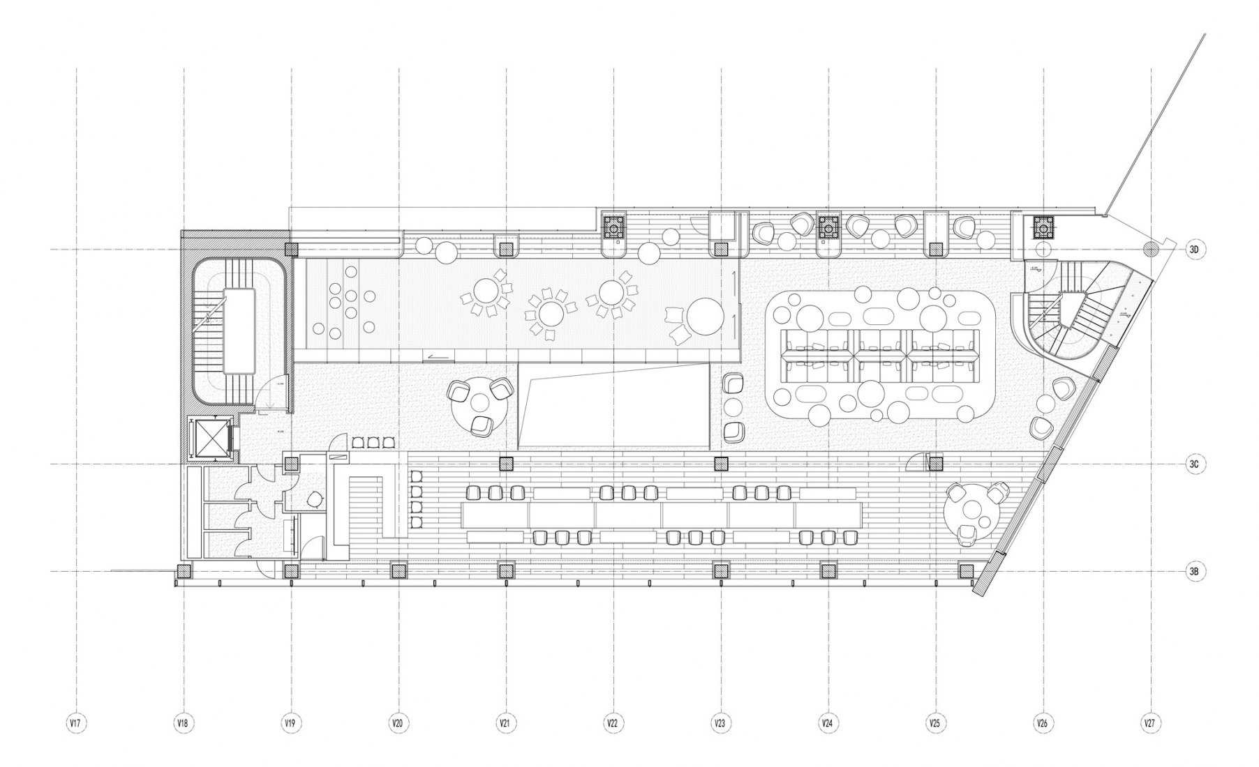 Planta primera.  Nuevo expositor de NIO por Schmidt Hammer Lassen Architects. plan. New flagship NIO House by Schmidt Hammer Lassen Architects.