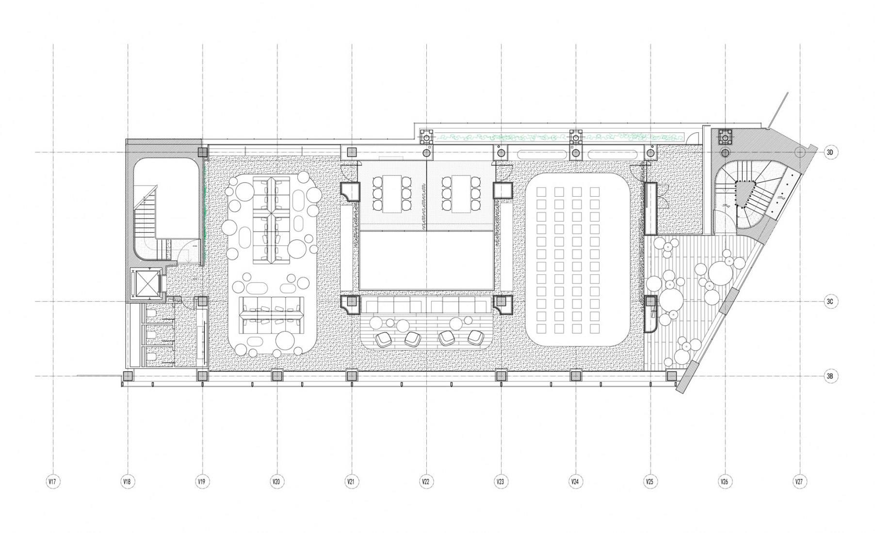Planta segunda.  Nuevo expositor de NIO por Schmidt Hammer Lassen Architects. plan. New flagship NIO House by Schmidt Hammer Lassen Architects.