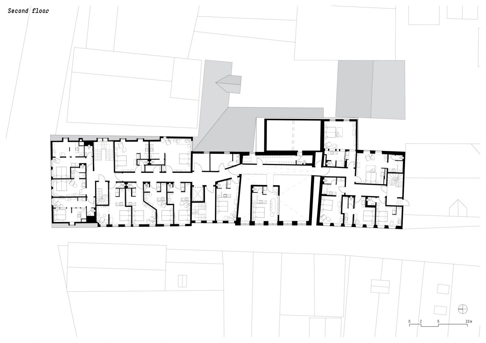 Planta segunda. Rehabilitación y ampliación del hotel Goldene Rose por noa*. 