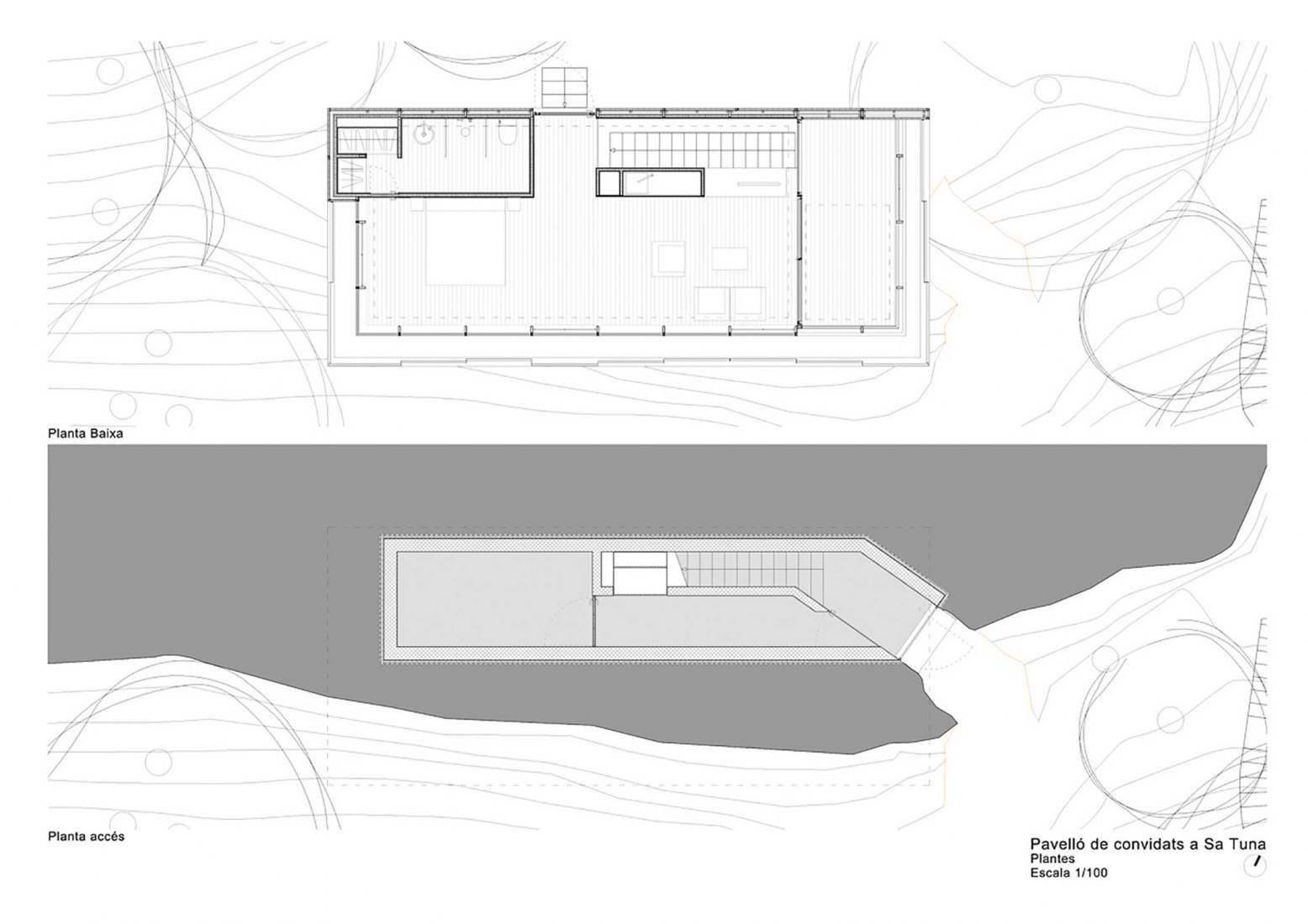 Planta baja. Guest Pavilion por Nordest Arquitectura