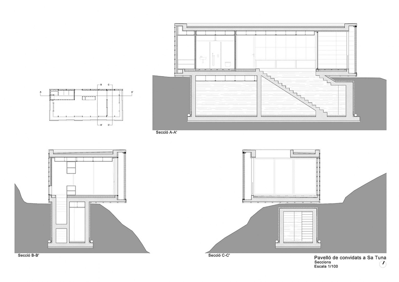 Secciones. Guest Pavilion por Nordest Arquitectura