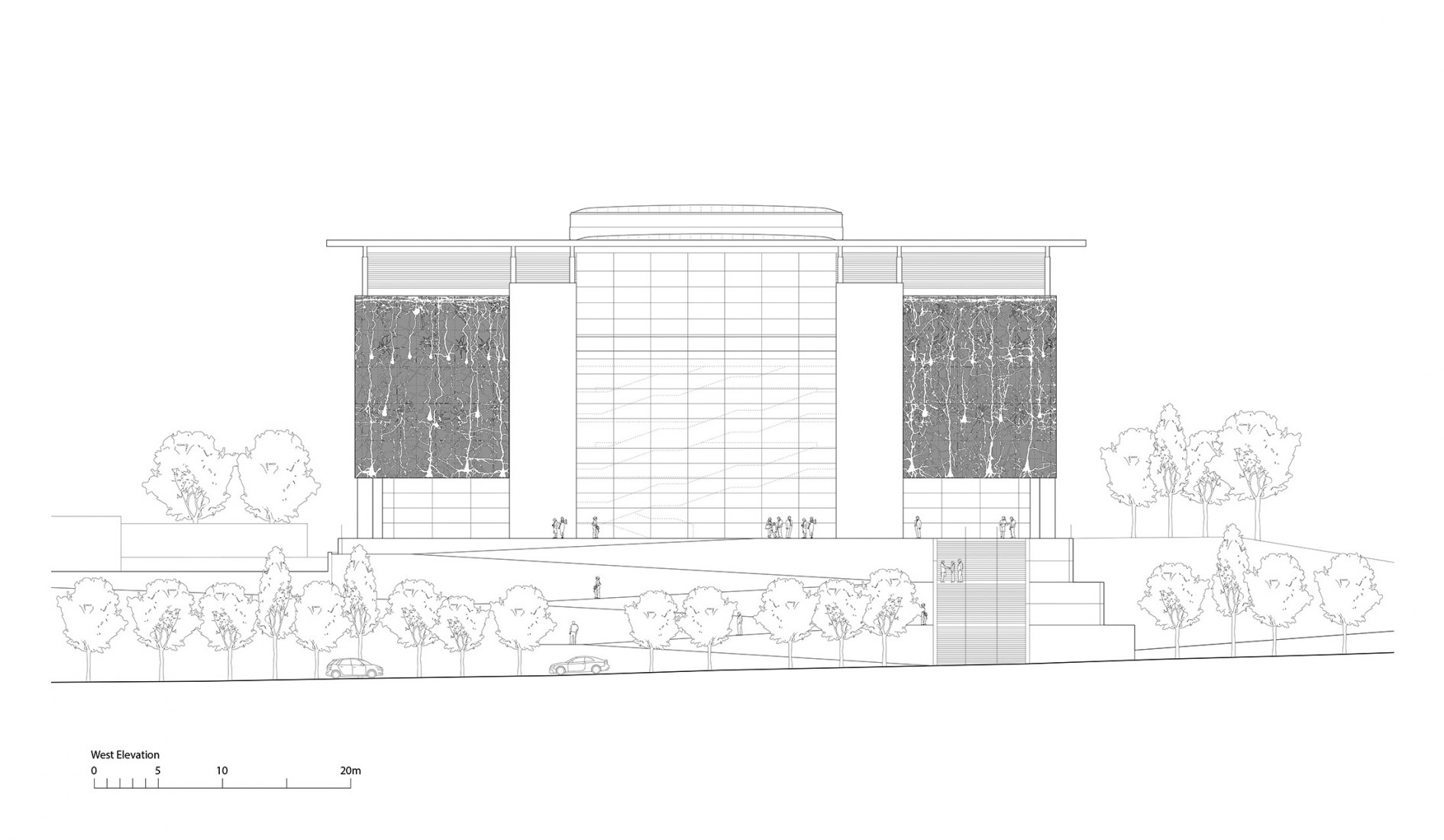 West elevation. Edmond and Lily Safra Center for Brain Sciences by Foster + Partners.