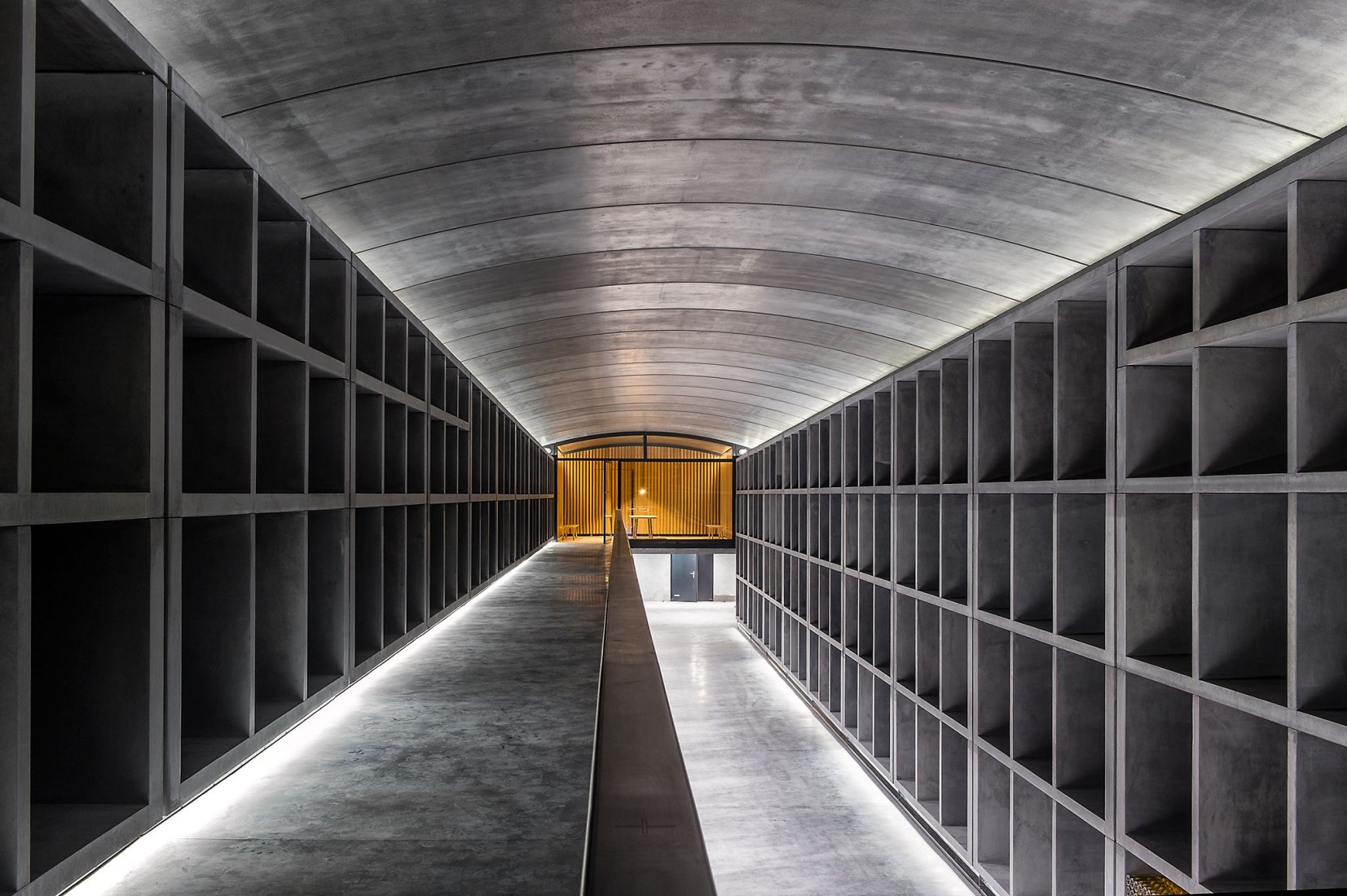 The futuristic cellars for the maturation of countless bottles of First Growth Château Margaux.