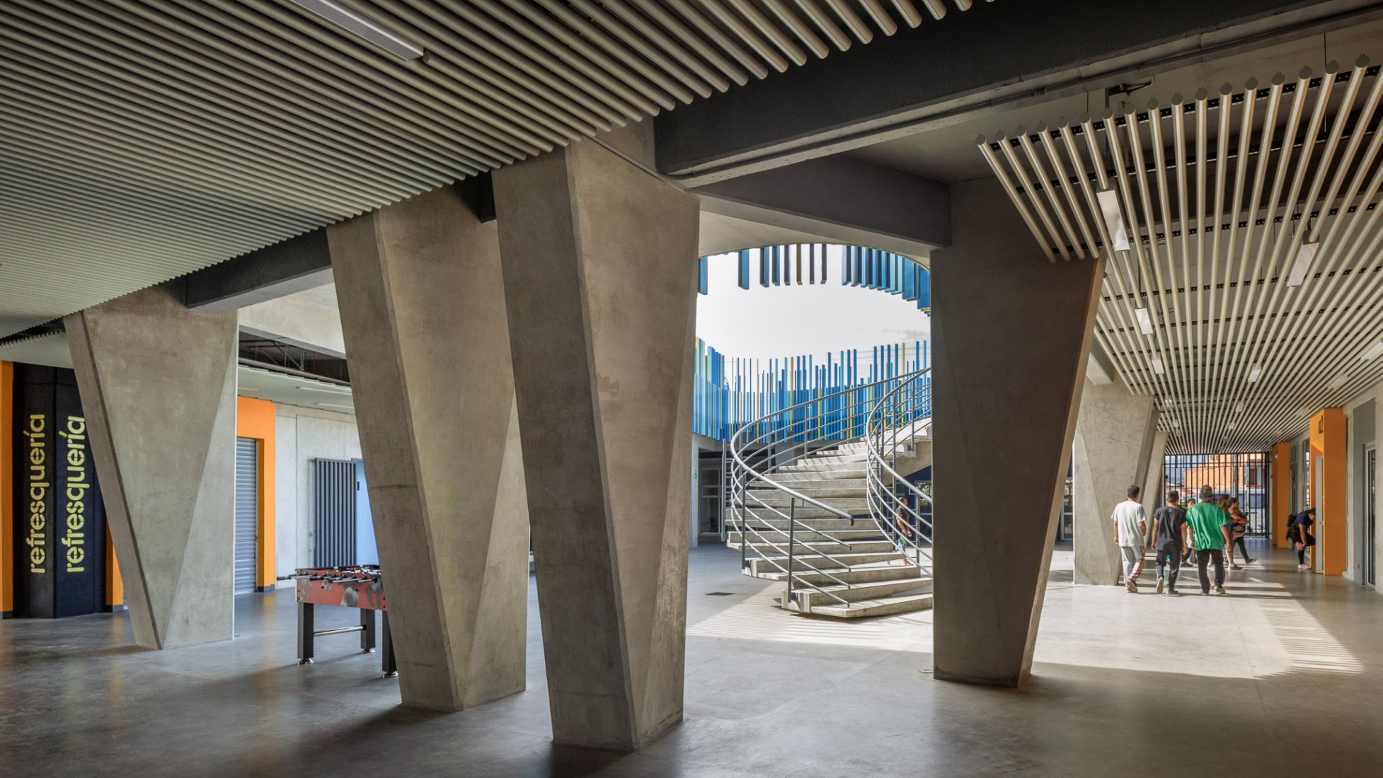 Interior view. Civic Center for Peace by Norte Sur Arquitectos. Photograph by Fernando Alda