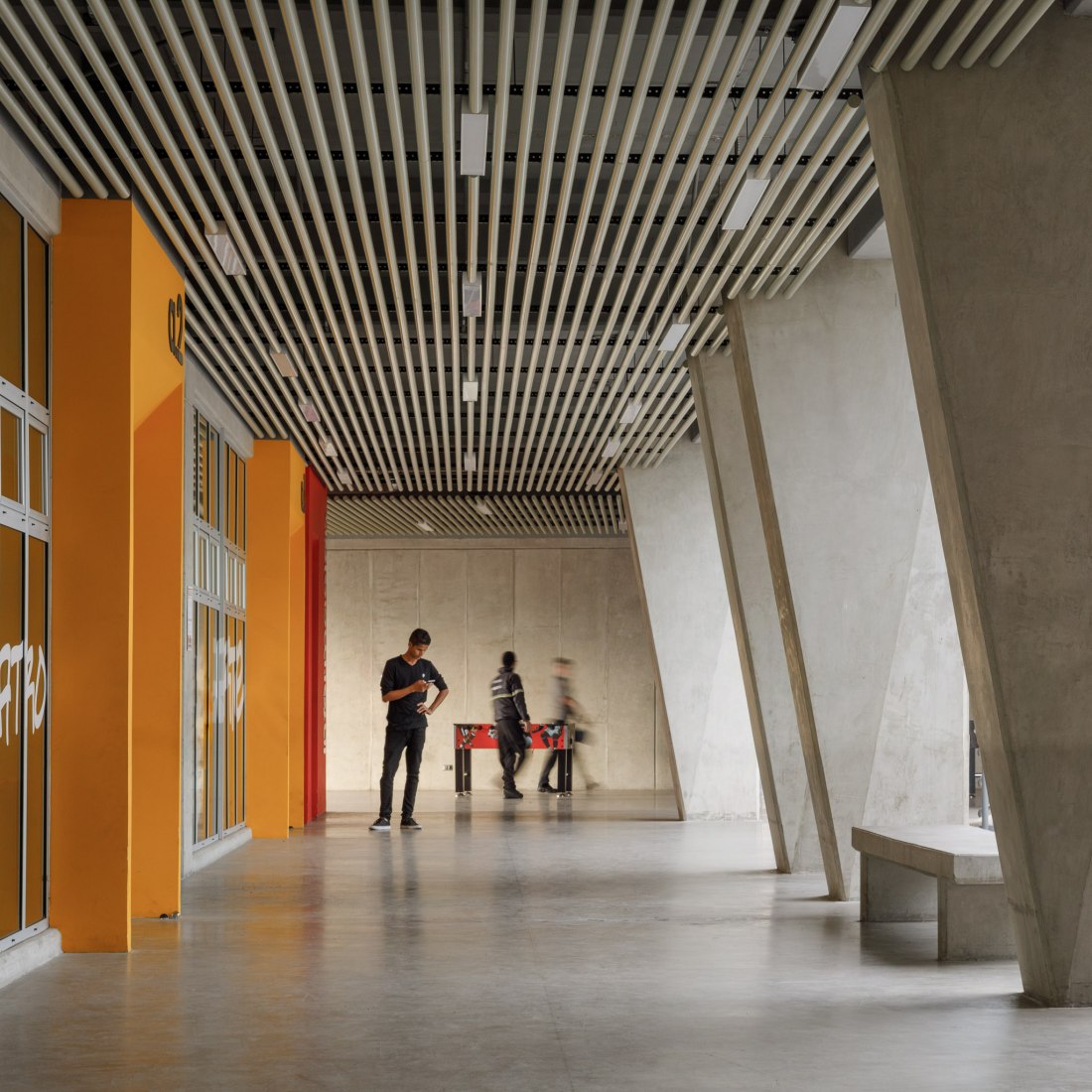 Interior view. Civic Center for Peace by Norte Sur Arquitectos. Photograph by Fernando Alda