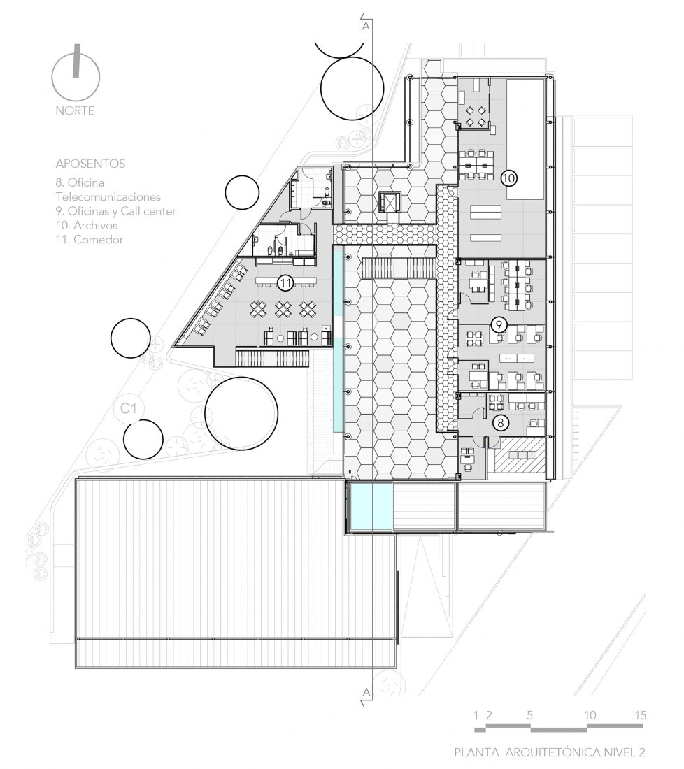 Second floor plan. Agencia Costarricense de Investigaciones Biomédicas by Norte Sur Arquitectos.