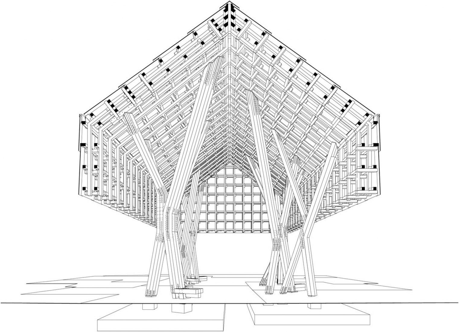 Axonometric. Lantern Pavilion by AWP + Atelier Oslo.