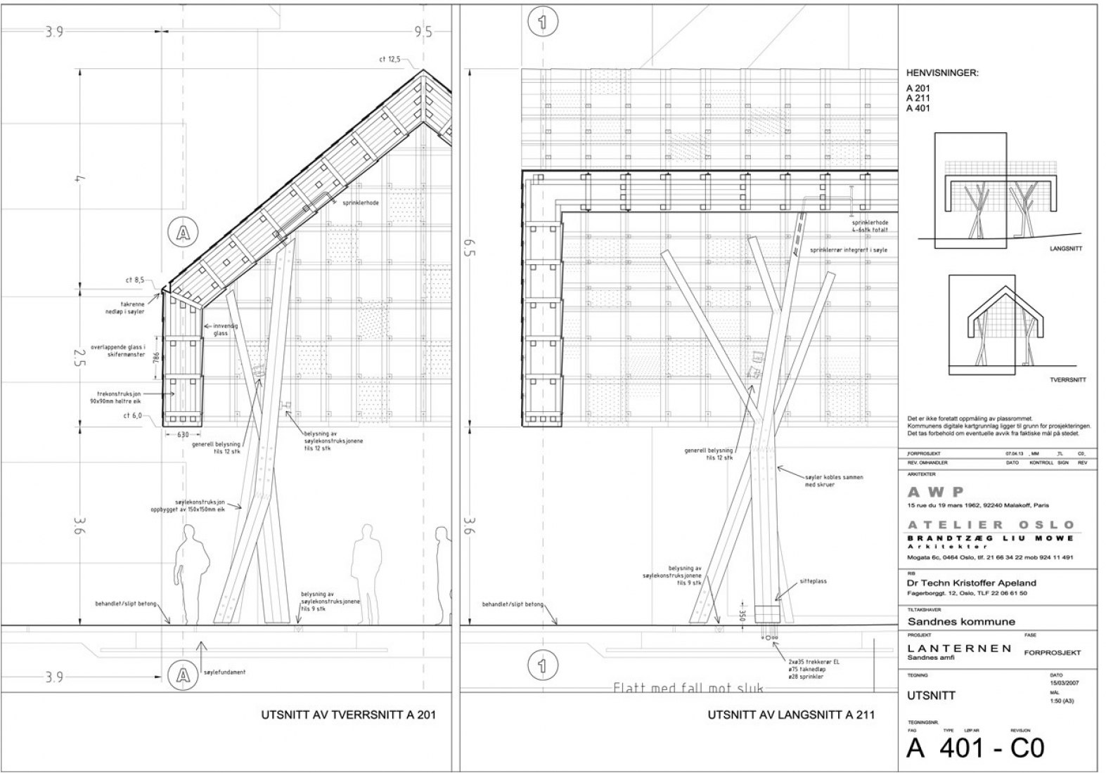 Constructive section. Lantern Pavilion by AWP + Atelier Oslo.