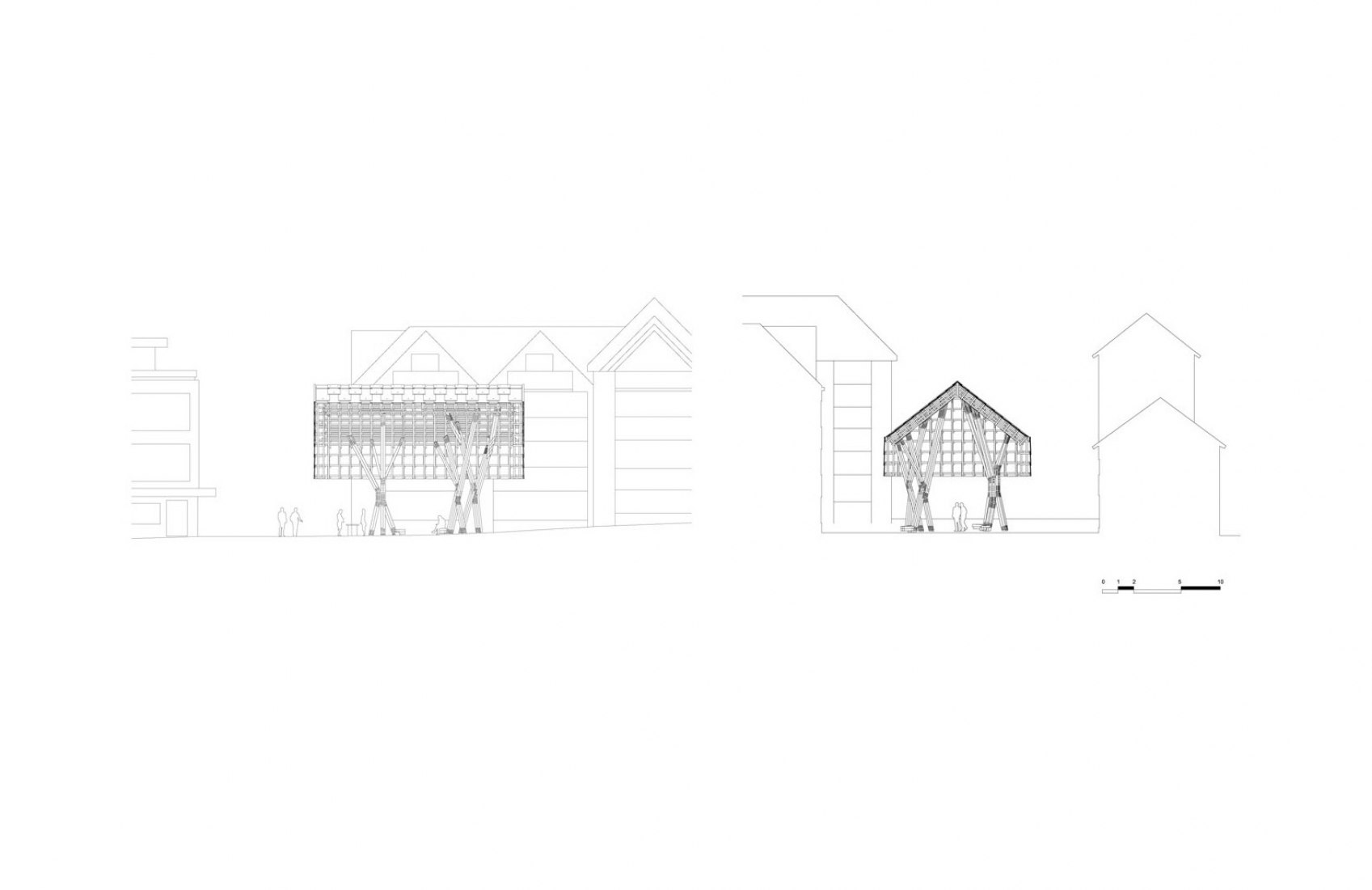 Elevations. Lantern Pavilion by AWP + Atelier Oslo.