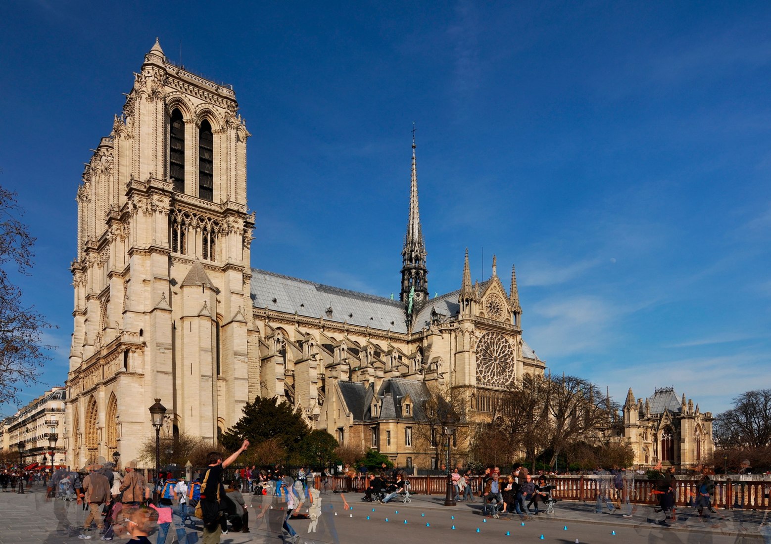 Exterior of Notre-Dame de Paris located in the 4th arrondissement of Paris in France. Image Creative Commons. 