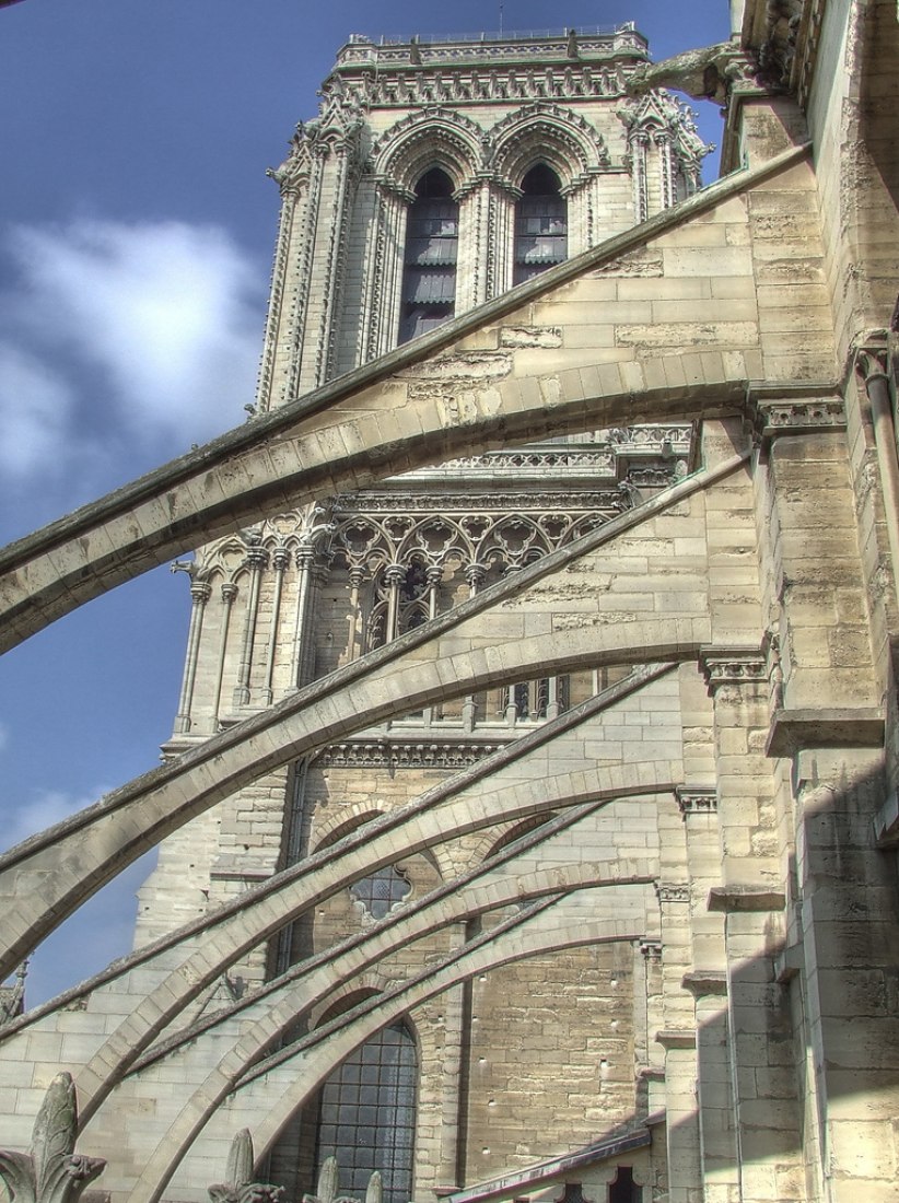 Notre Dame Cathedral in Paris, flying buttresses.