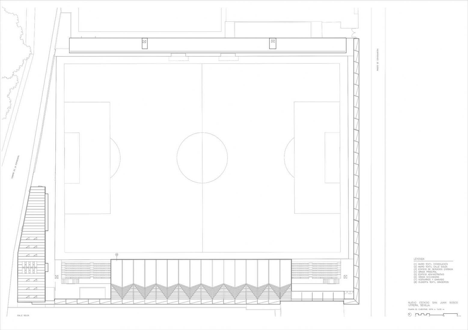 Roof floor plan. San Juan Bosco stadium by Nd_Arquitectos.