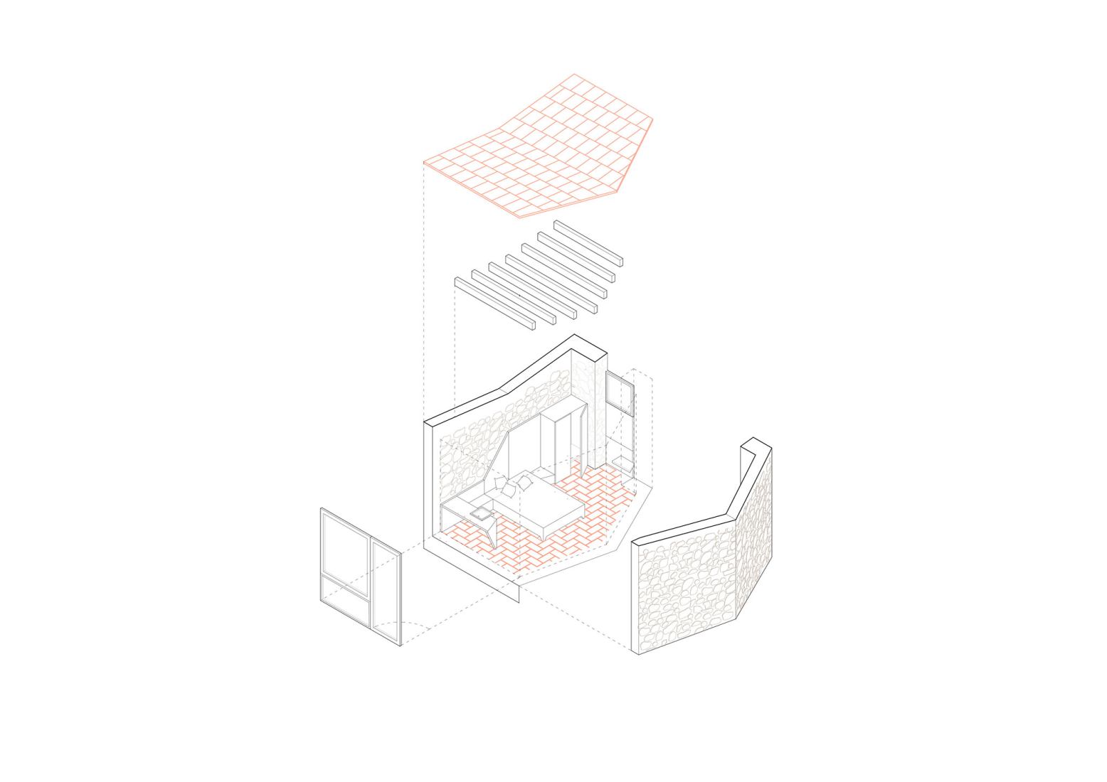 Axonometric plan. A new life for Mas Carpi by NUA arquitectures.