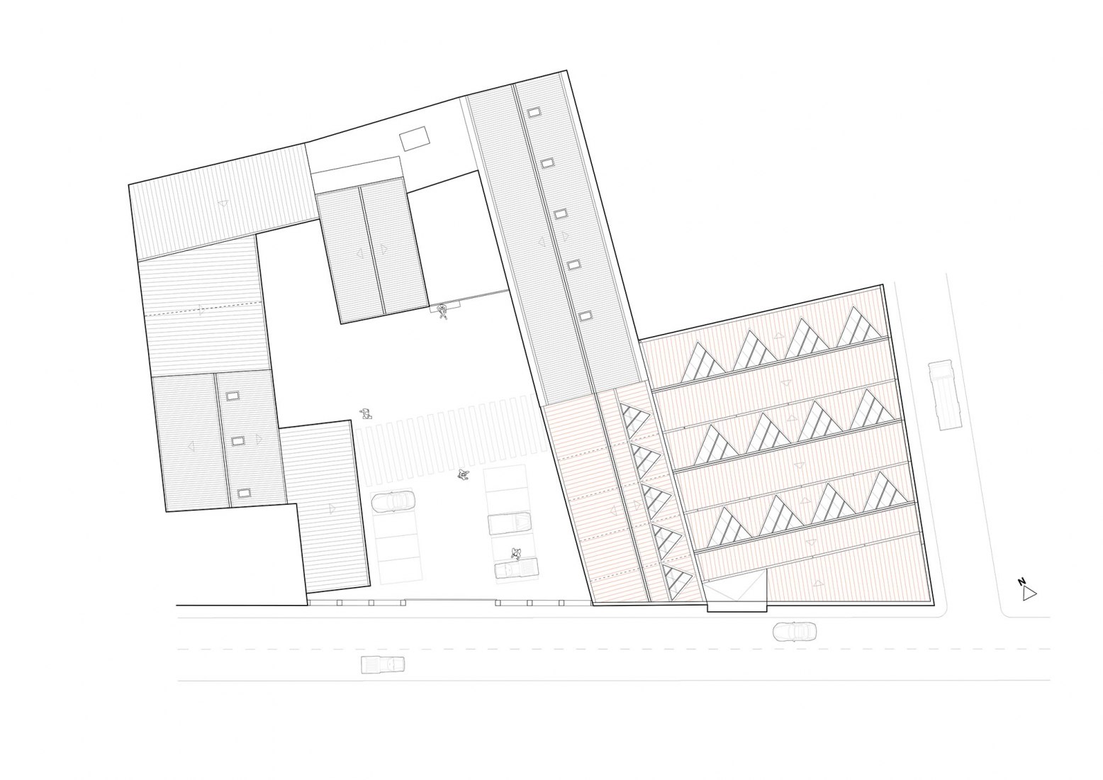 Roof plan. Rehabilitation and expansion of the Gon-Gar Workshops by NUA arquitectures