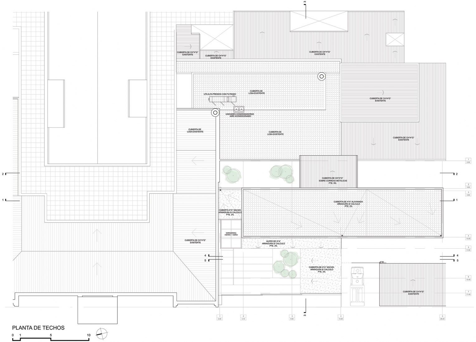 Plano de cubiertas. Ampliación y restauración del Hospital Dr. José María Cullen en Santa Fe.