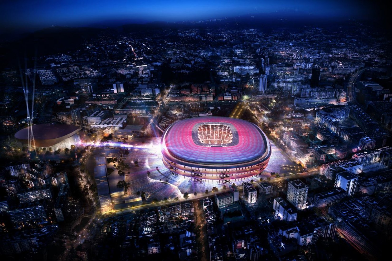 Vista general. Nuevo estadio del FC. Barcelona diseñado por Nikken Sekkei + Pascual i Ausió Arquitectes. Imagen cortesía de FC Barcelona.