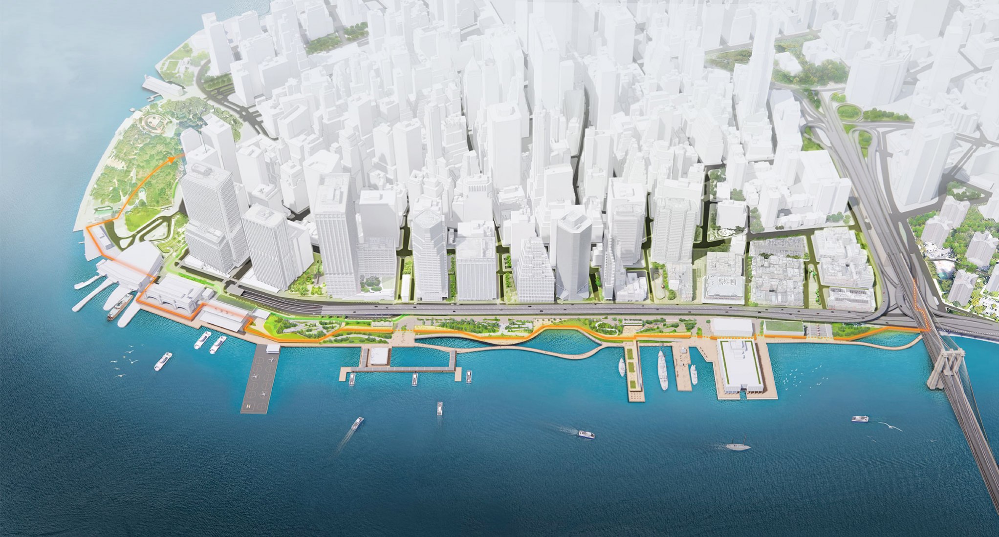 Propuesta conceptual del Plan Maestro. Imagen cortesía de NYCEDC, MOCR 