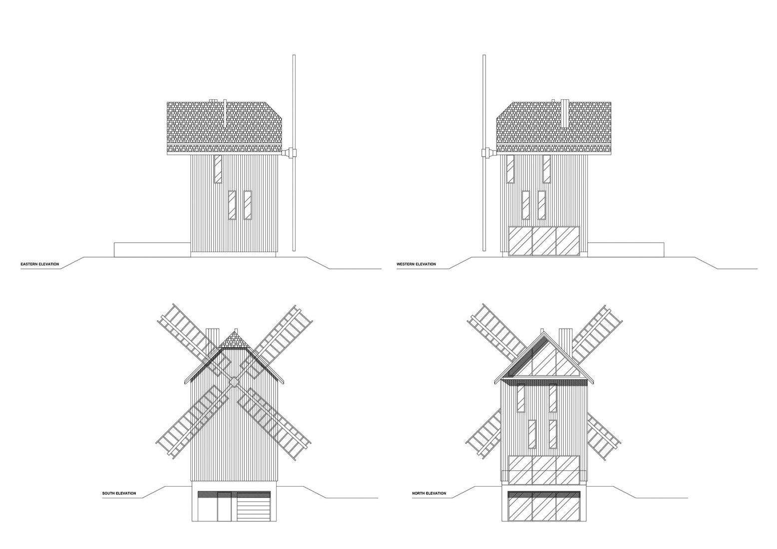 Elevations. Windmill house by o4 architekci.