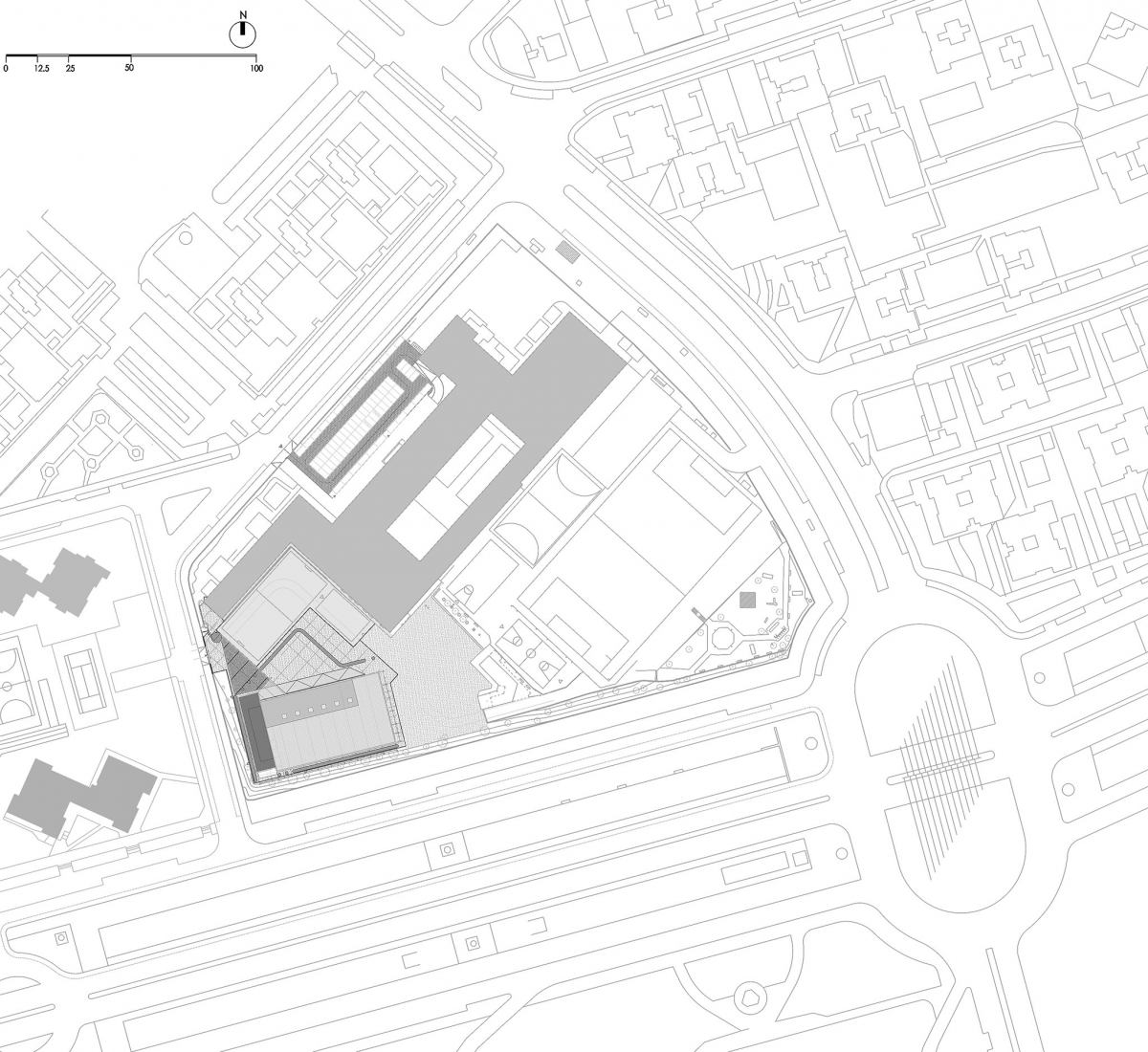 Plano de situación. Pabellón polideportivo por OAOB Arquitectura.