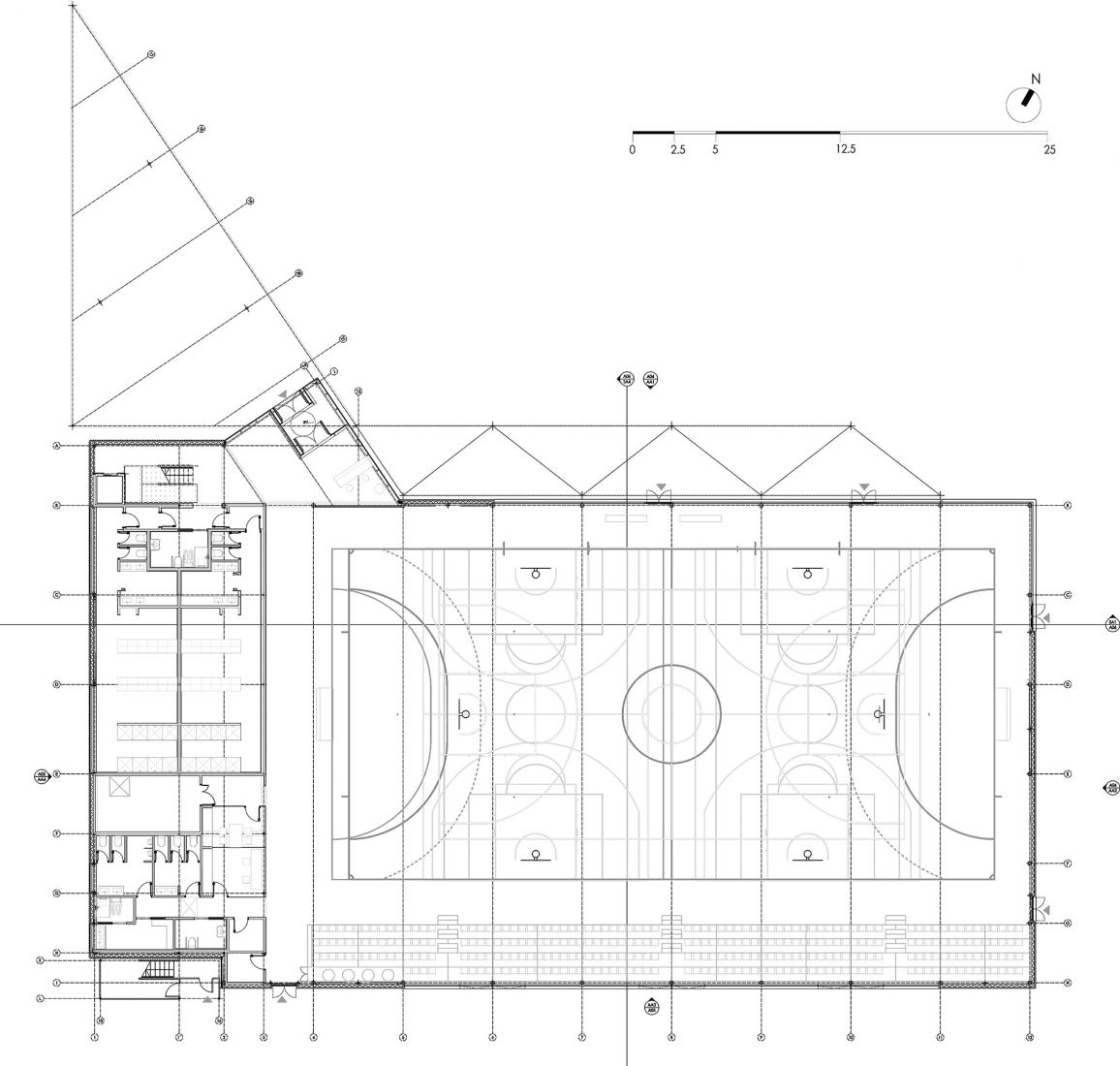 Planta. Pabellón polideportivo por OAOB Arquitectura.