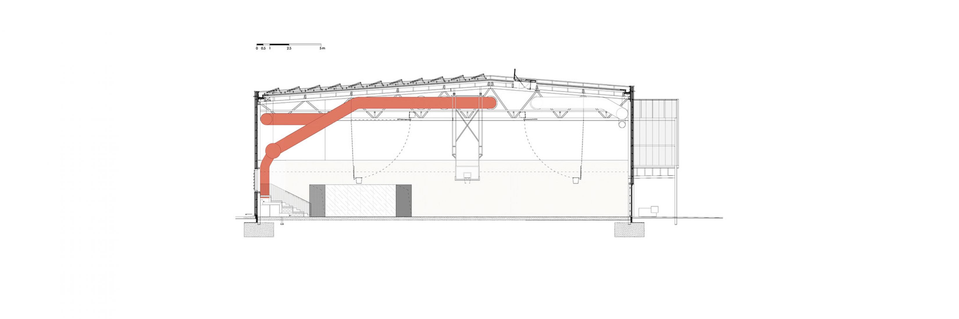 Sección 1. Pabellón polideportivo por OAOB Arquitectura.