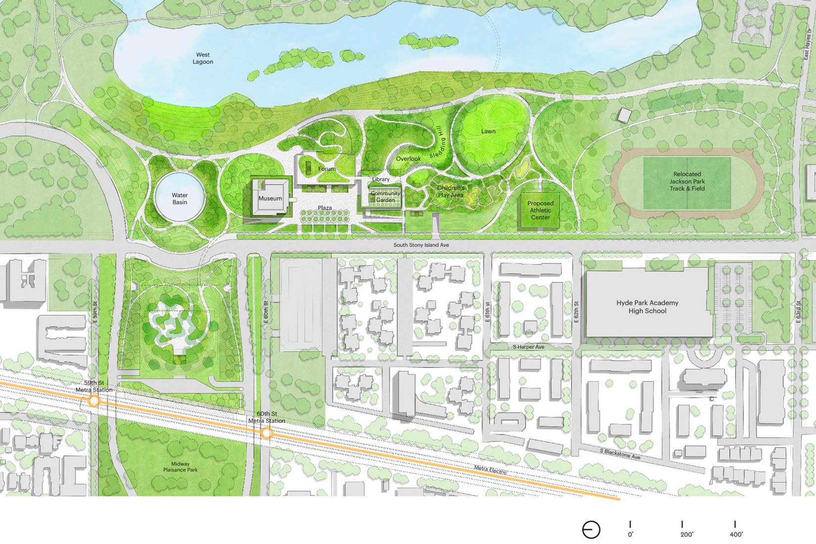Site plan. Obama Presidential Center by Tod Williams and Billie Tsien. Image courtesy of the Obama Foundation.