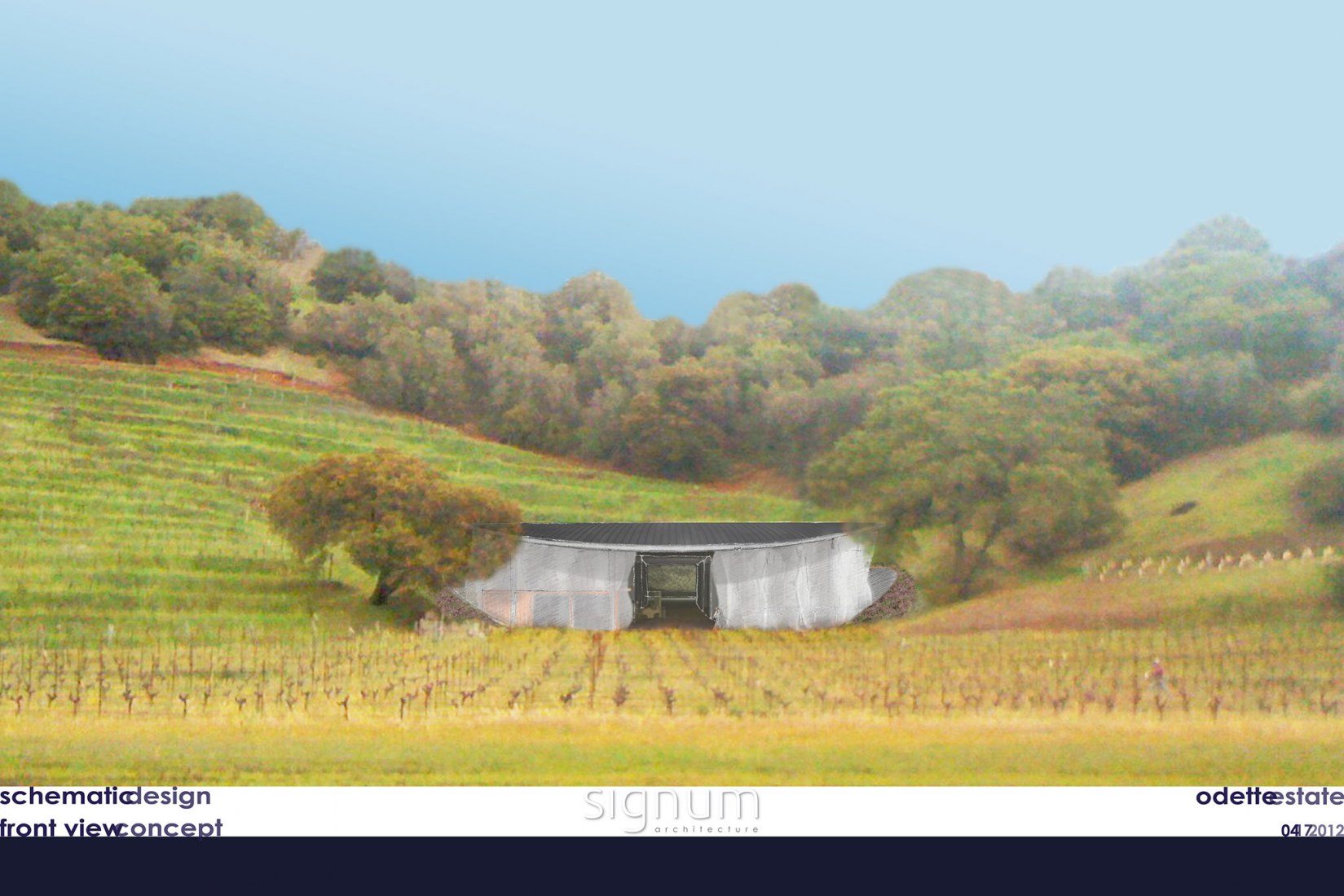 Ilustración. Bodega Odette Estate por Signum Architecture LLP.