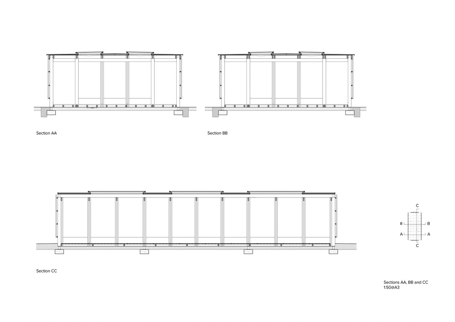 Sections AA, BB and CC. Rainbow Pavilion by O'DonnellBrown.
