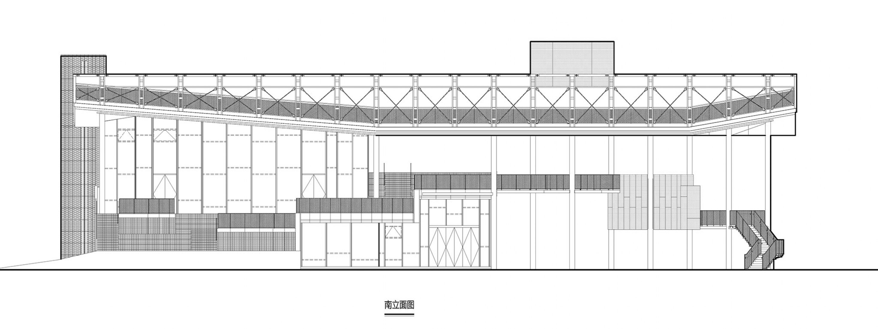 Alzado sur. Centro de diseño creativo de Wuhan por Office for Urban Renewal.