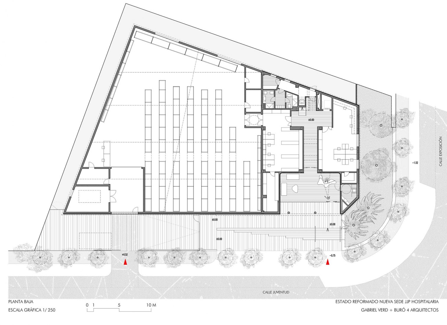 Planta baja - Estado reformado. Nueva sede JJP Hospitalaria por Gabriel Verd Arquitectos + Buró4 Arquitectos